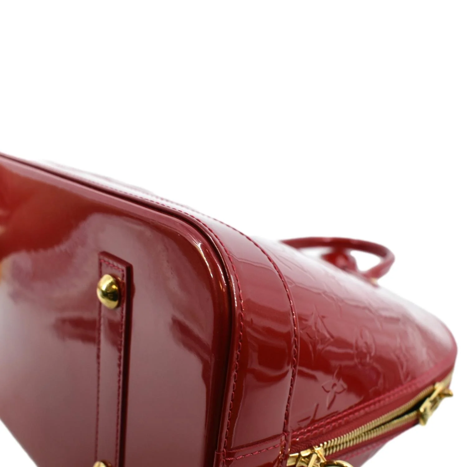 LOUIS VUITTON Alma GM Monogram Vernis Leather Satchel Bag Red - Image 10