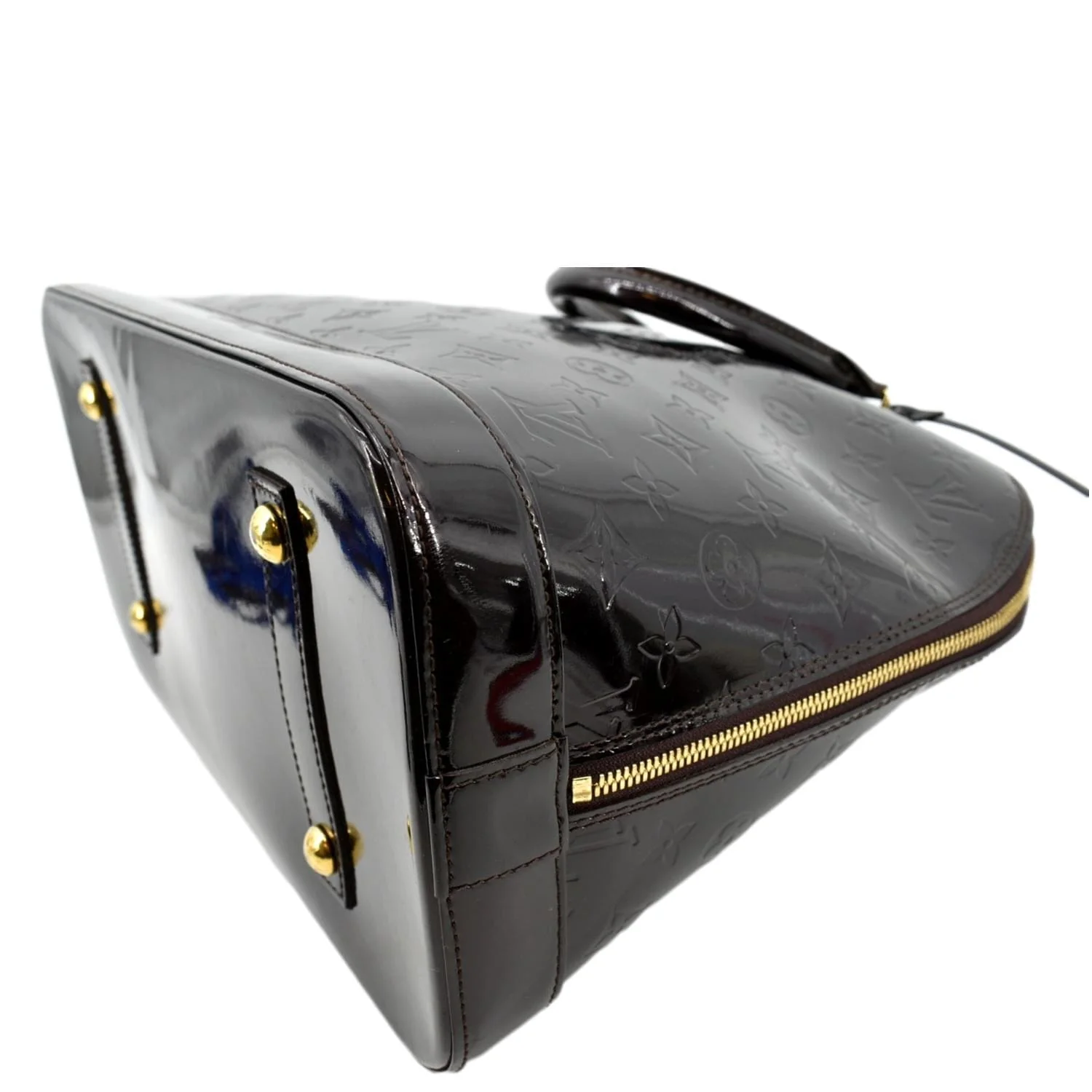 LOUIS VUITTON Alma GM Monogram Vernis Leather Satchel Bag Amarante - Image 7