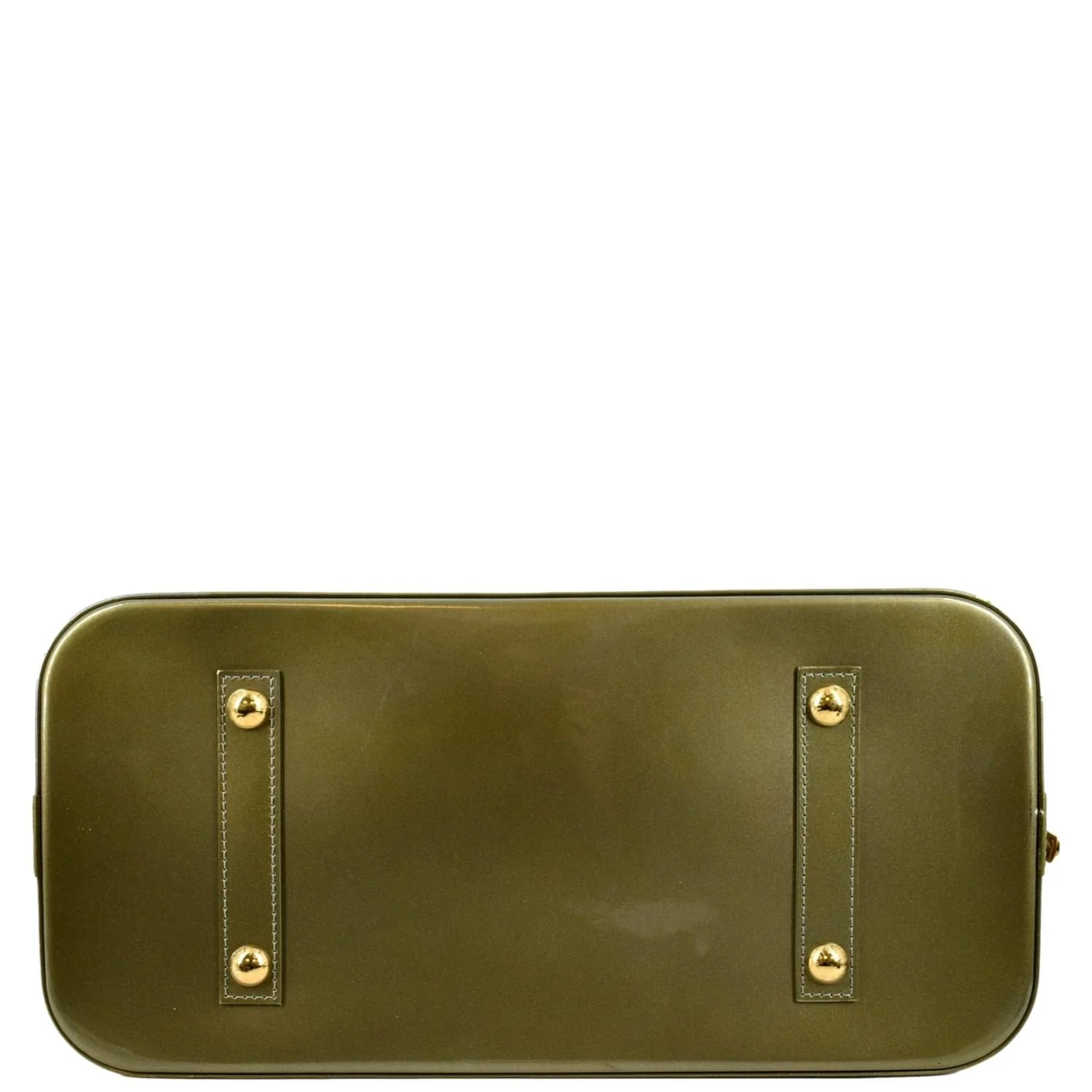 LOUIS VUITTON Alma GM Monogram Vernis Leather Satchel Bag Green - Image 8