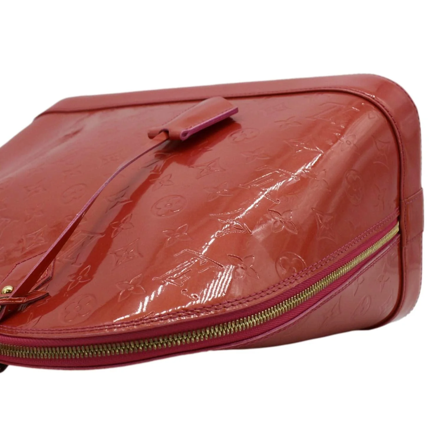 LOUIS VUITTON Alma GM Monogram Vernis Satchel Bag Red - Image 6