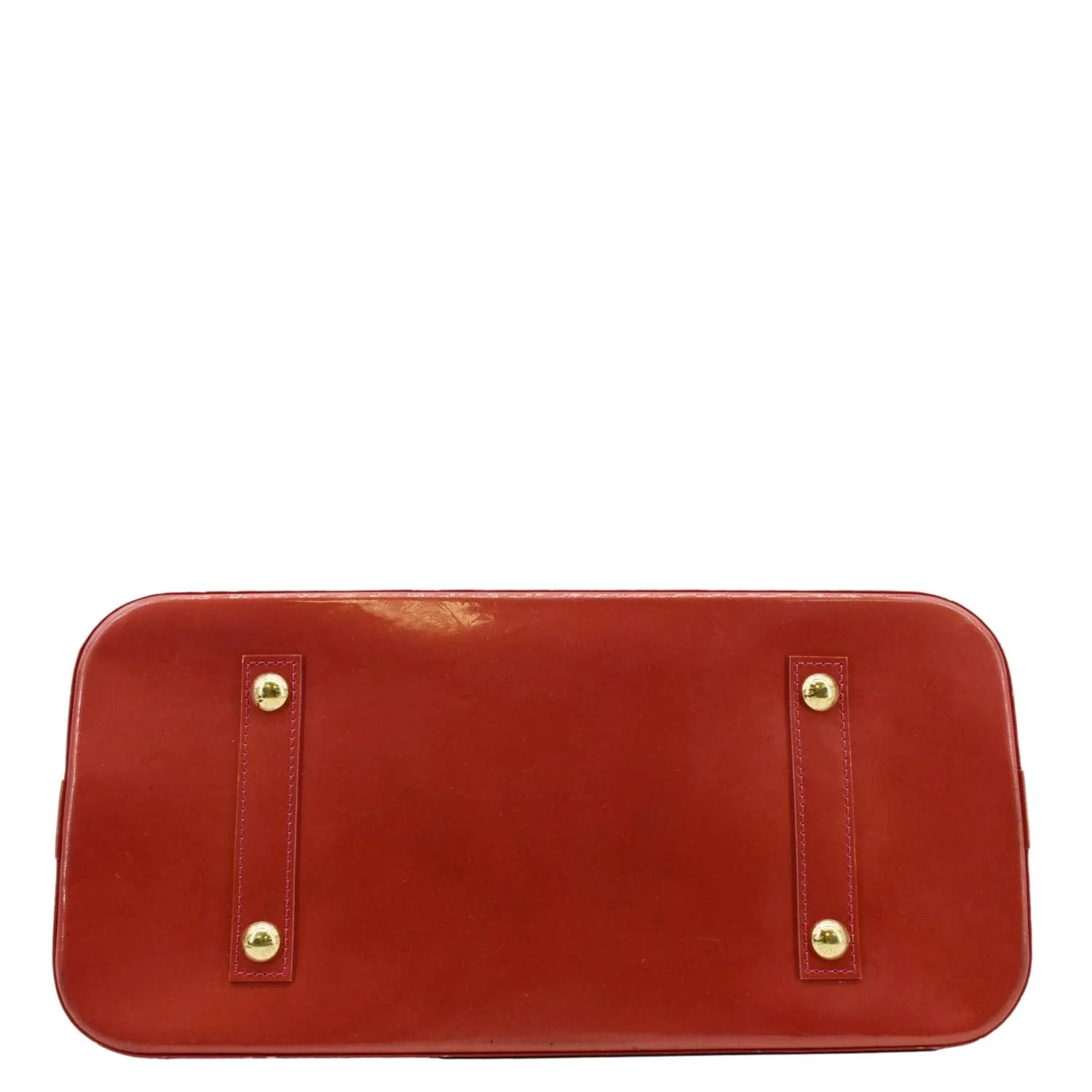 LOUIS VUITTON Alma GM Monogram Vernis Satchel Bag Red - Image 9