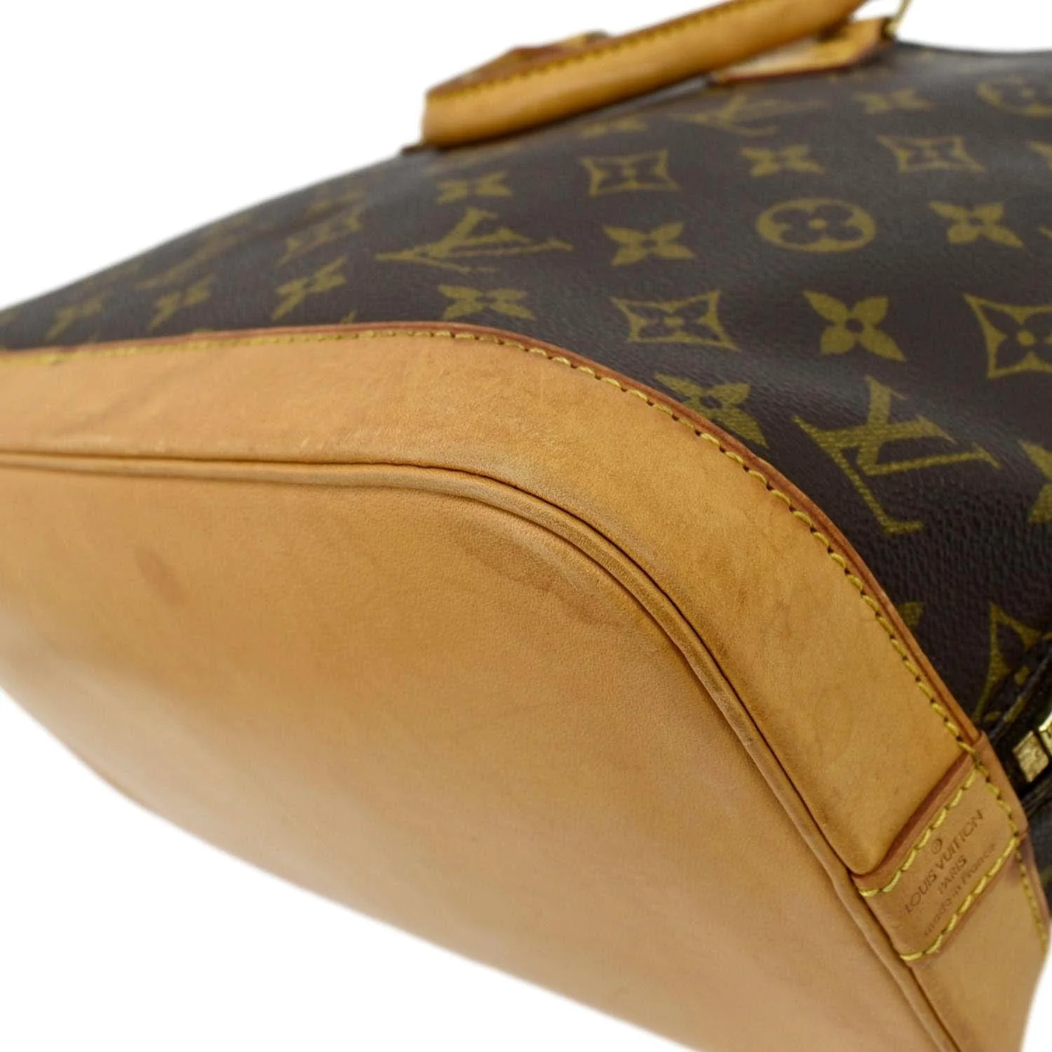 LOUIS VUITTON Alma Monogram Canvas Satchel Crossbody Bag Brown - Image 7