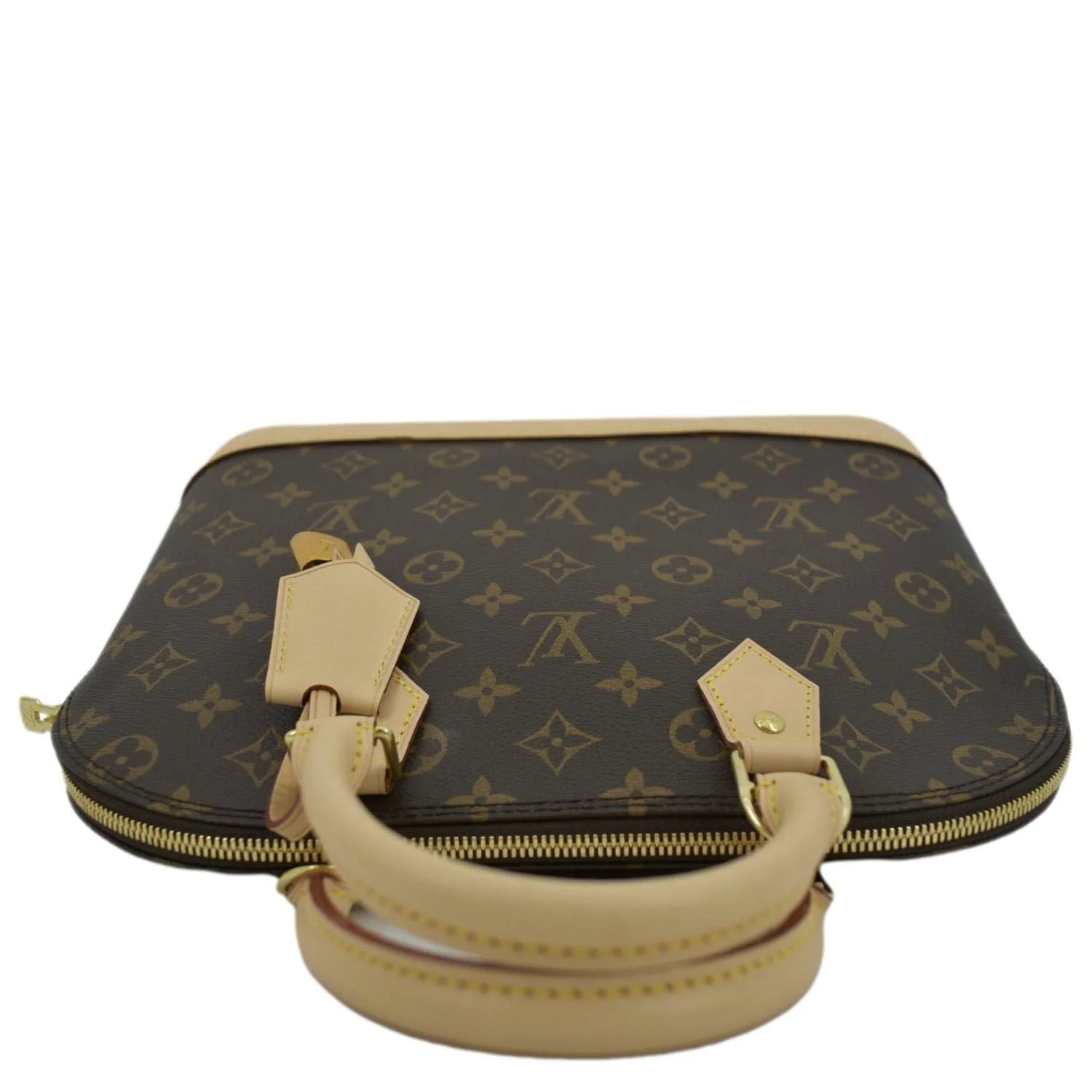 LOUIS VUITTON Alma Monogram Canvas Satchel Bag Brown - Image 5