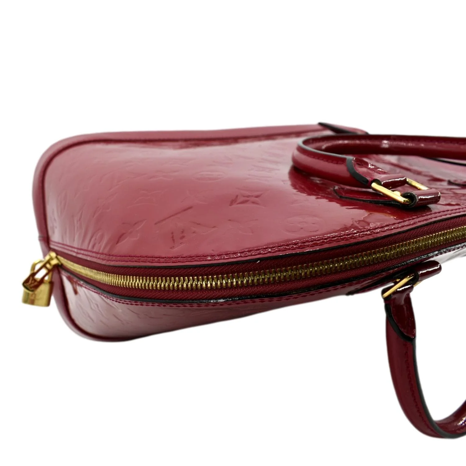 LOUIS VUITTON Alma GM Monogram Vernis Leather Satchel Bag Red - Image 5
