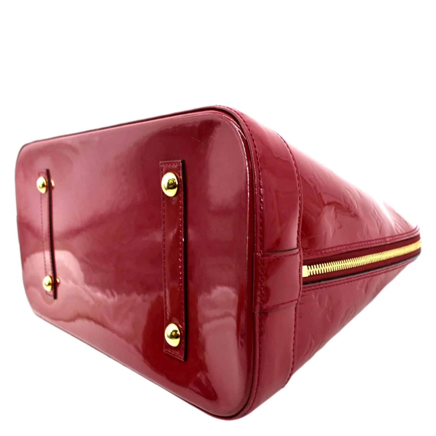 LOUIS VUITTON Alma GM Monogram Vernis Leather Satchel Bag Red - Image 7