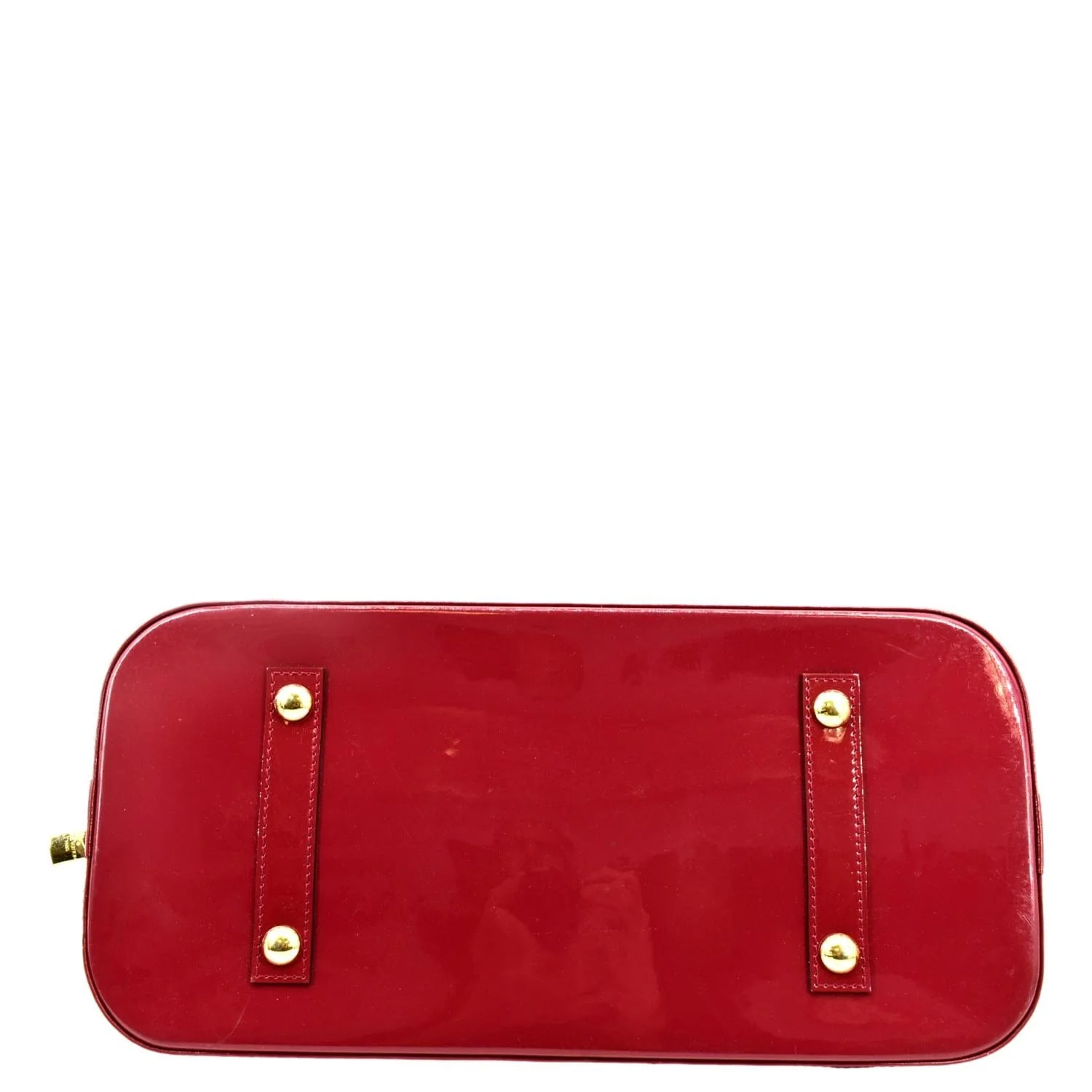LOUIS VUITTON Alma GM Monogram Vernis Leather Satchel Bag Red - Image 9