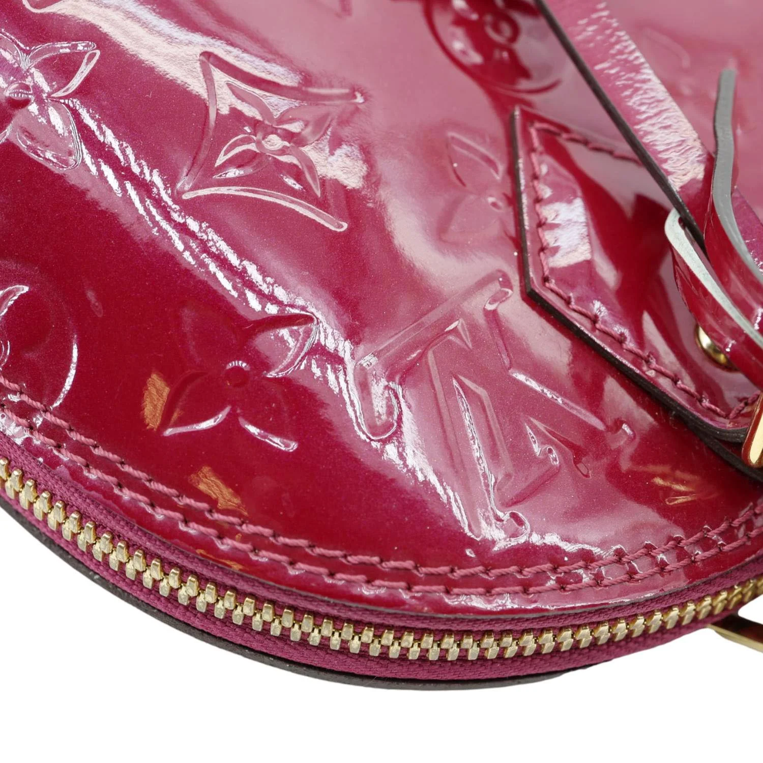 LOUIS VUITTON Alma BB Monogram Vernis Satchel Bag Red - Image 6