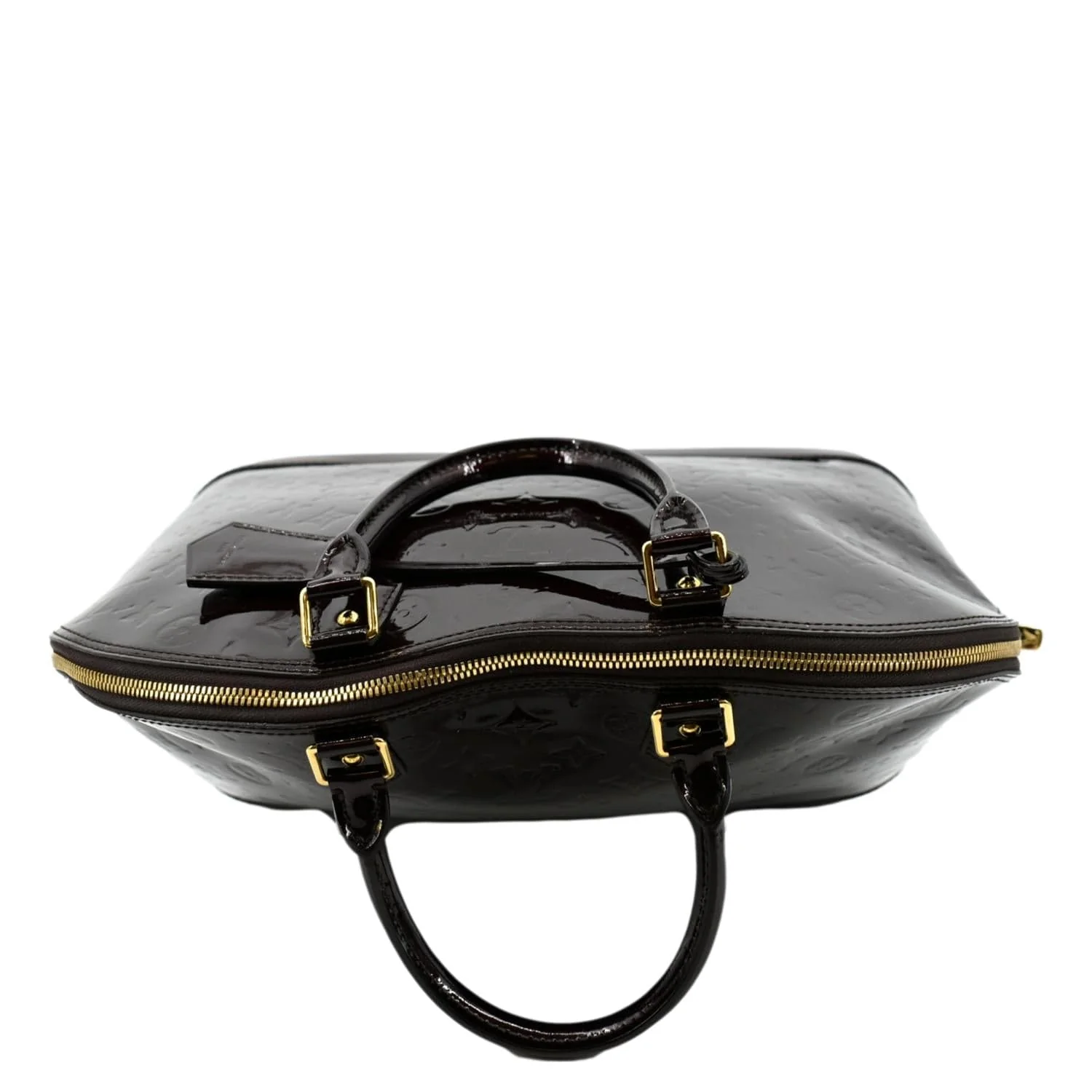 LOUIS VUITTON Alma GM Monogram Vernis Leather Satchel Bag Amarante - Image 4