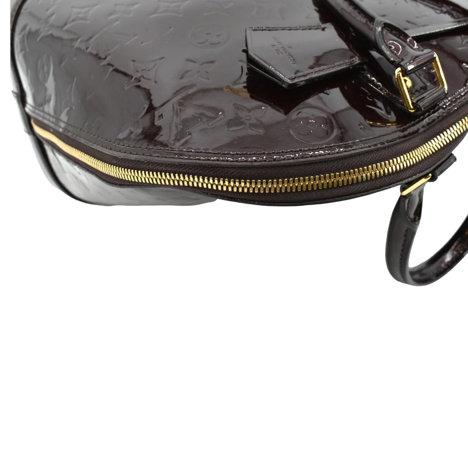 LOUIS VUITTON Alma GM Monogram Vernis Leather Satchel Bag Amarante - Image 5