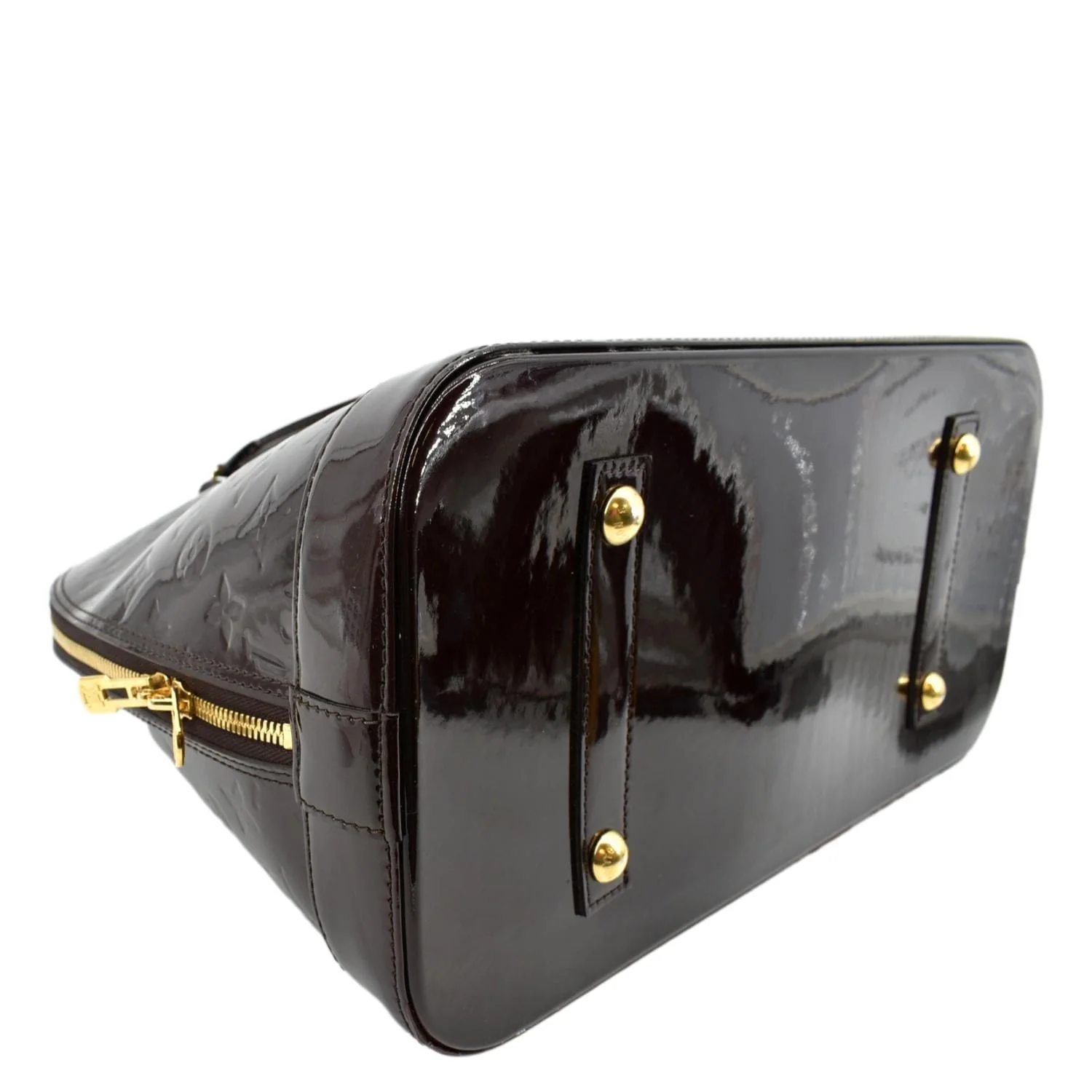 LOUIS VUITTON Alma GM Monogram Vernis Leather Satchel Bag Amarante - Image 7