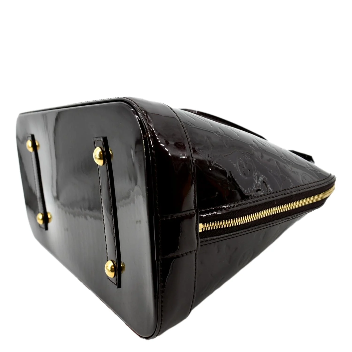 LOUIS VUITTON Alma GM Monogram Vernis Leather Satchel Bag Amarante - Image 8