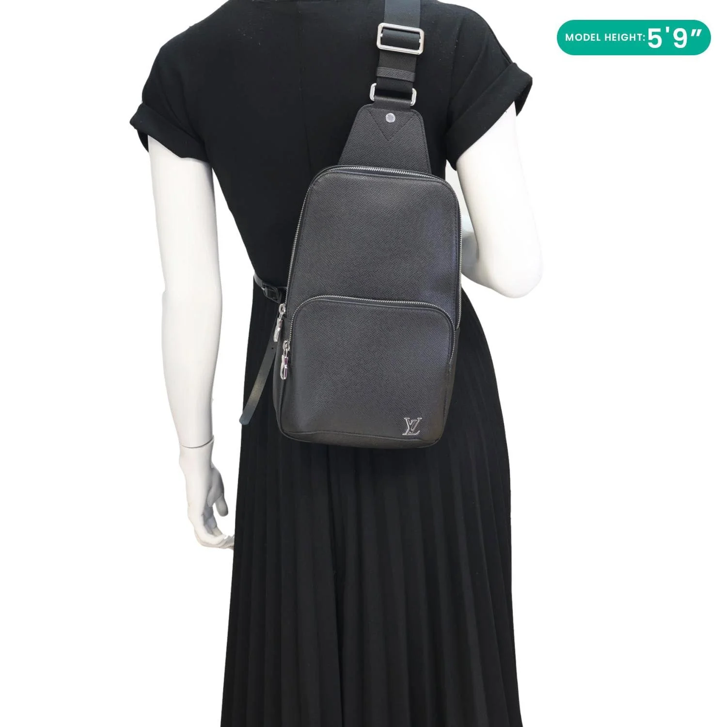 LOUIS VUITTON Avenue Sling Taiga Leather Backpack Bag Black - Image 2