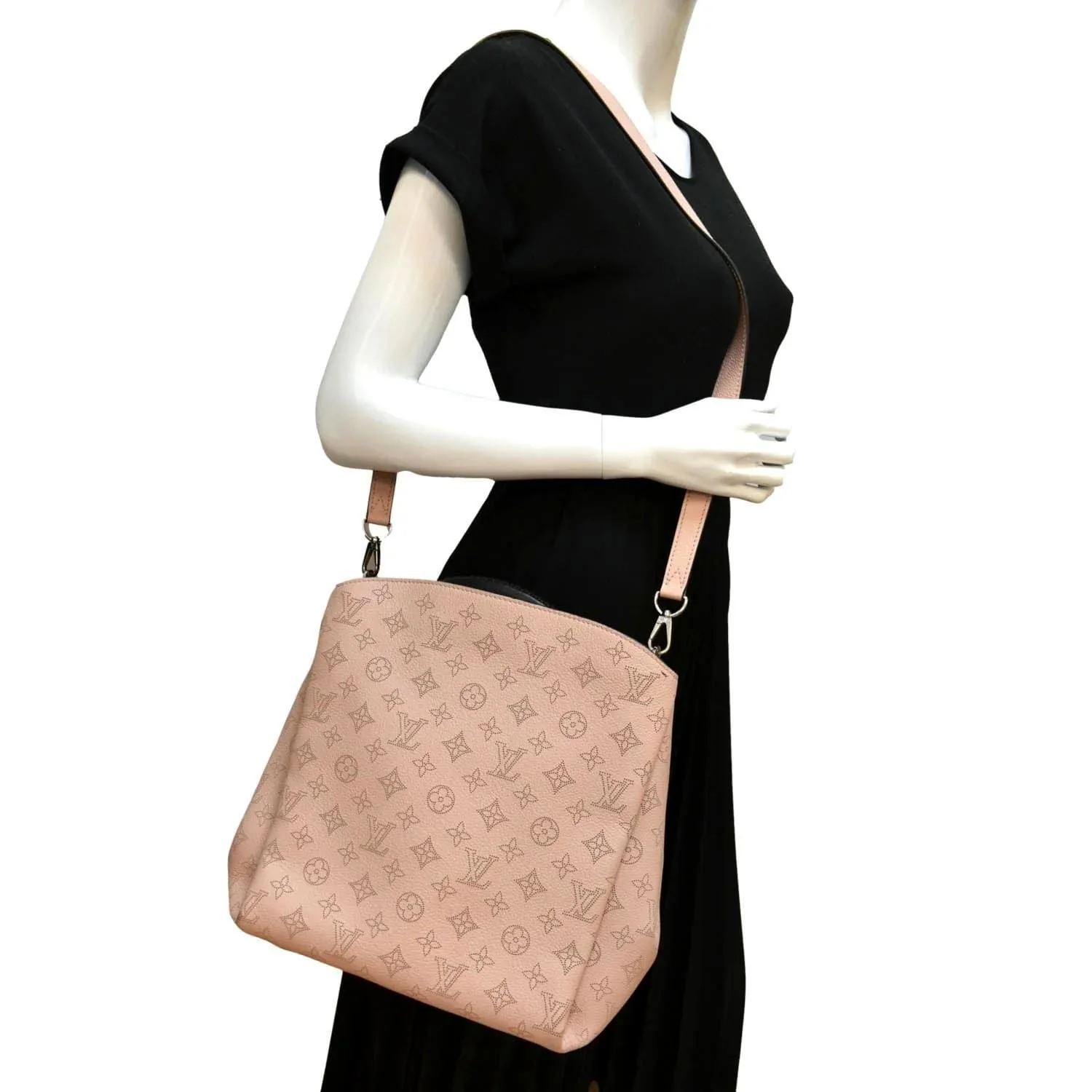 LOUIS VUITTON Babylone Mahina Calfskin Leather Satchel Bag Pink - Image 2