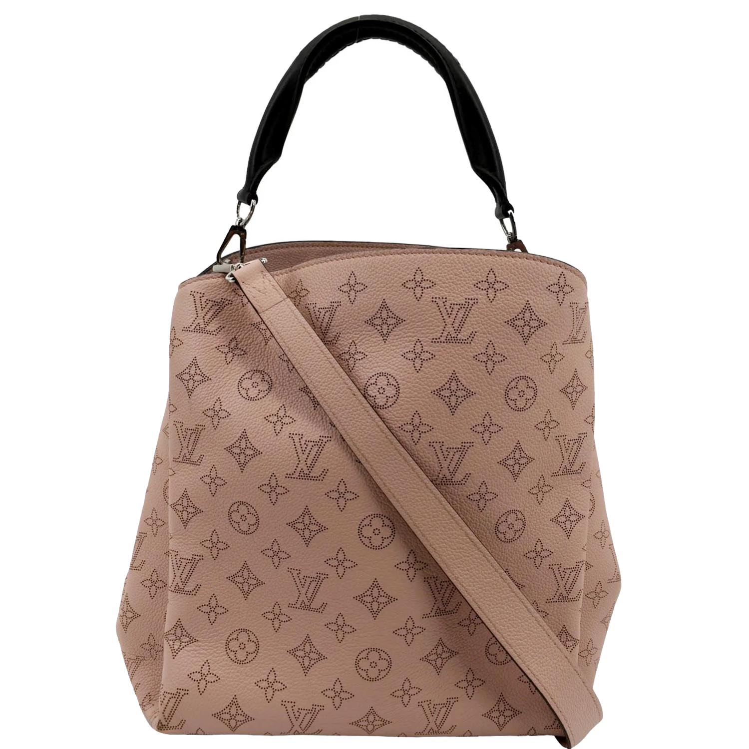 LOUIS VUITTON Babylone Mahina Calfskin Leather Satchel Bag Pink - Image 3