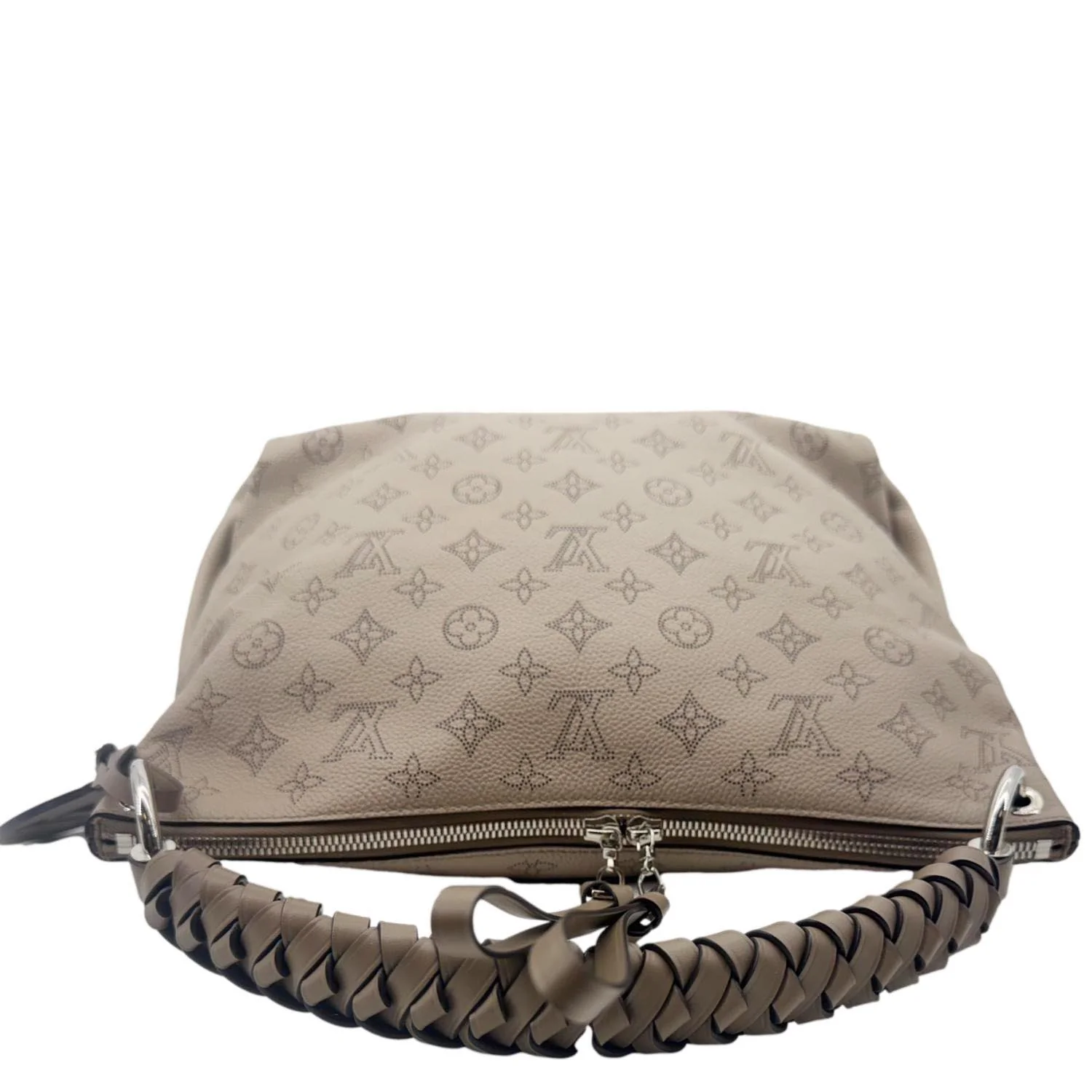 LOUIS VUITTON Beaubourg Mahina MM Leather Hobo Shoulder Bag Galet - Image 5