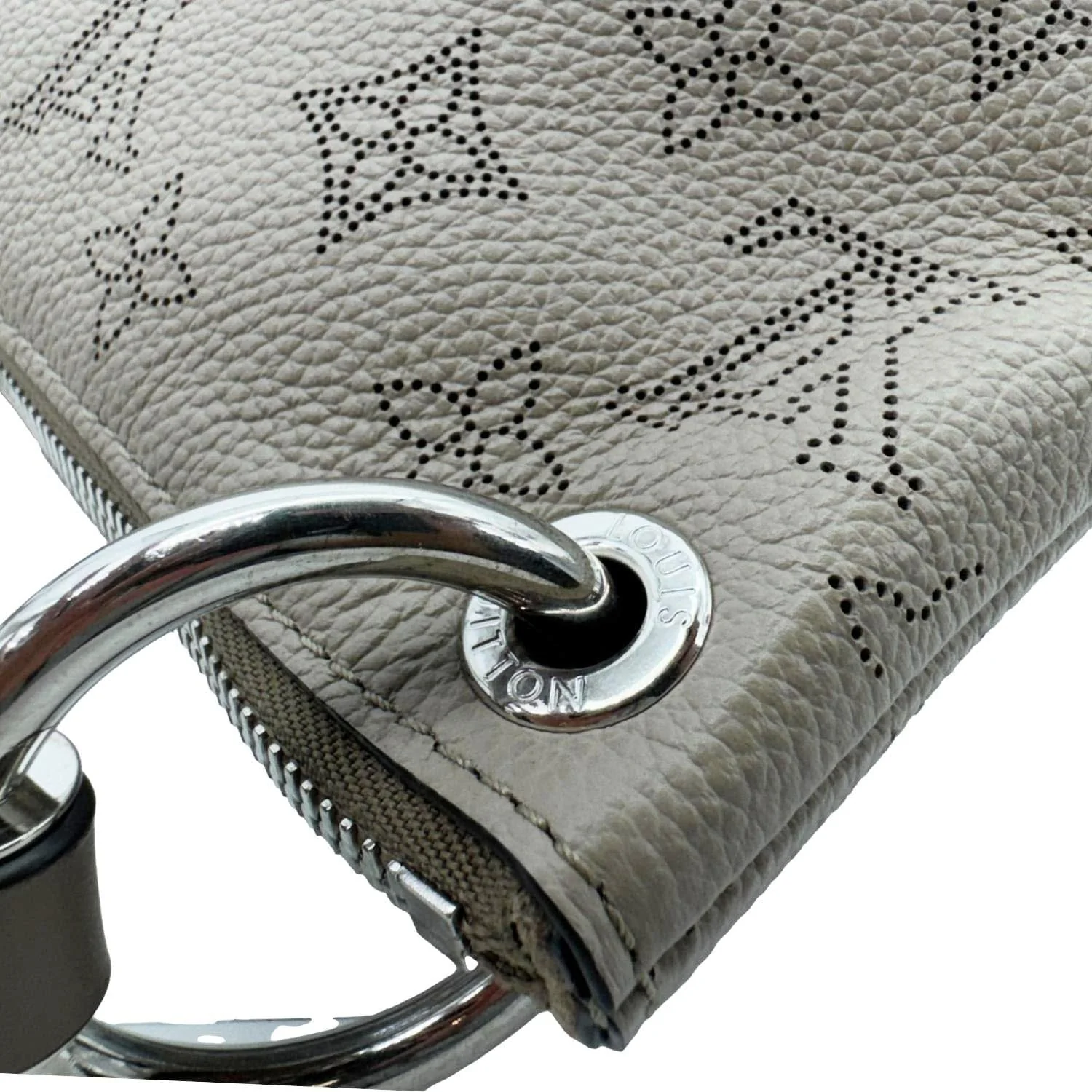 LOUIS VUITTON Beaubourg Mahina MM Leather Hobo Shoulder Bag Galet - Image 7