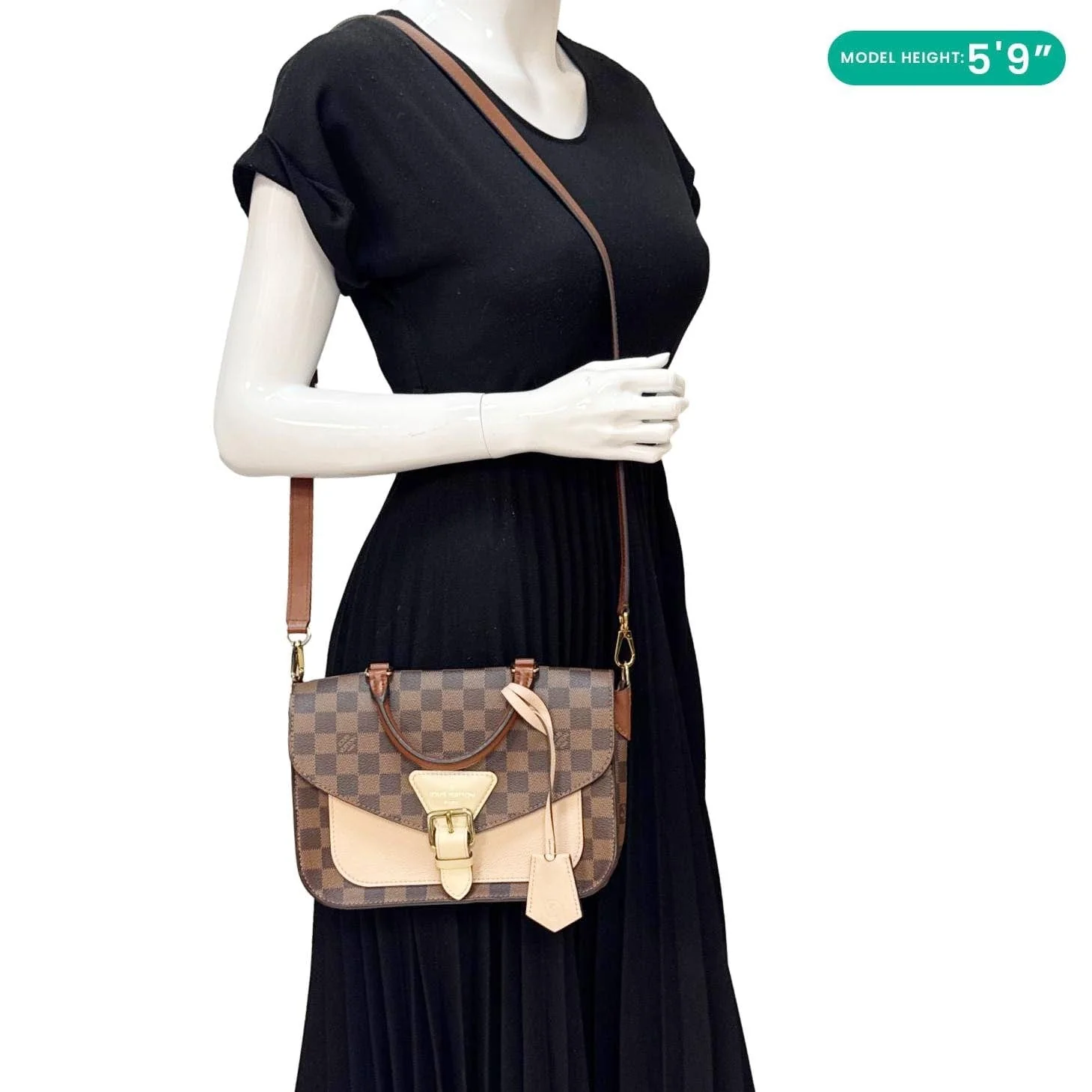 LOUIS VUITTON Beaumarchais Damier Ebene Shoulder Bag Brown - Image 2