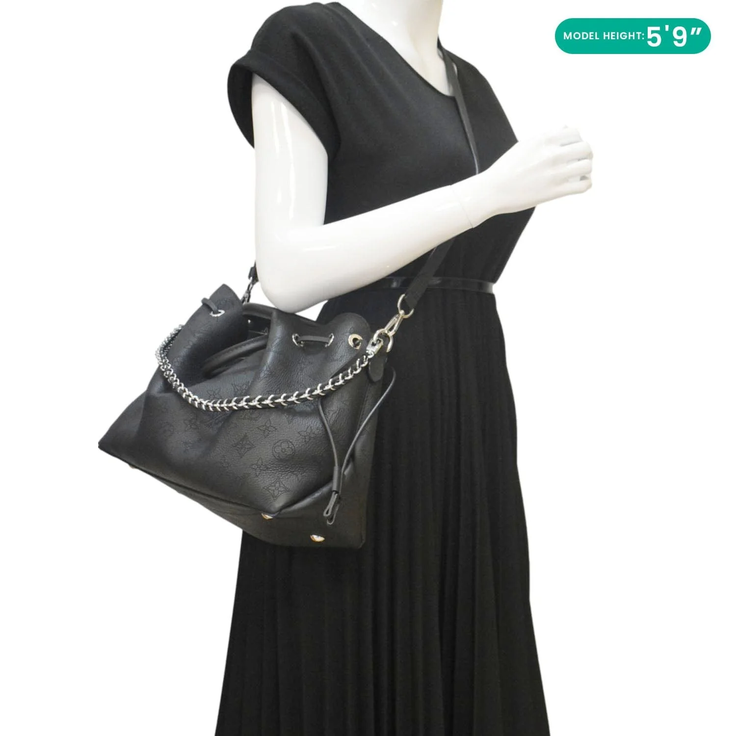 LOUIS VUITTON Bella Mahina Calf Leather Tote Shoulder Bag Black - Image 2