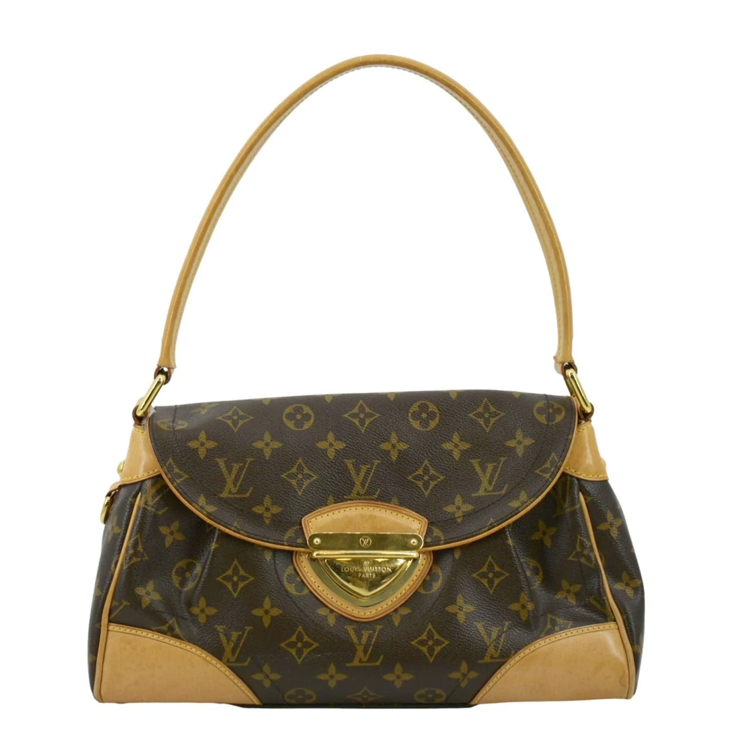 LOUIS VUITTON Beverly MM Monogram Canvas Satchel Bag Brown