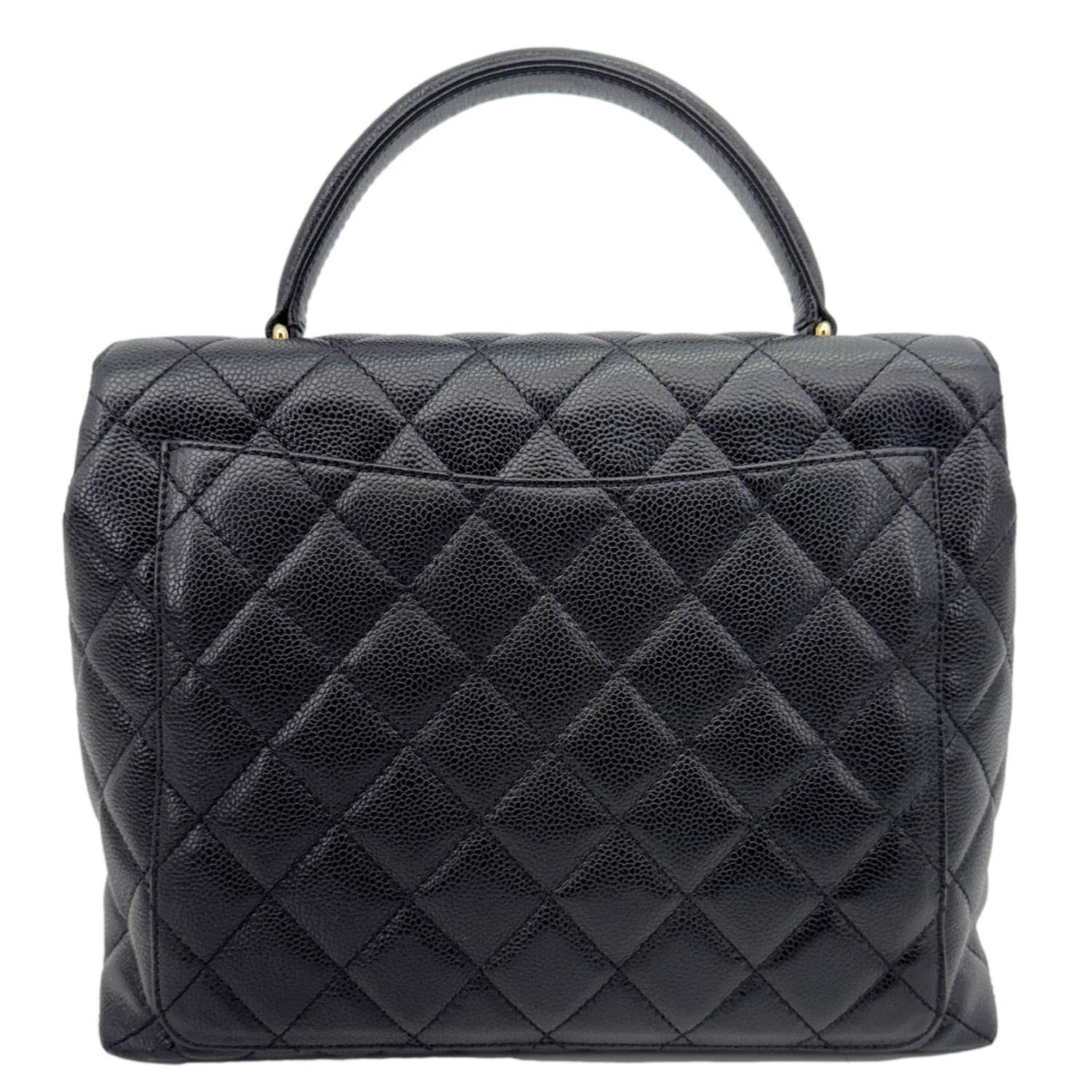 CHANEL Kelly Flap Small Quilted Caviar Leather Tote Bag Black - Image 4