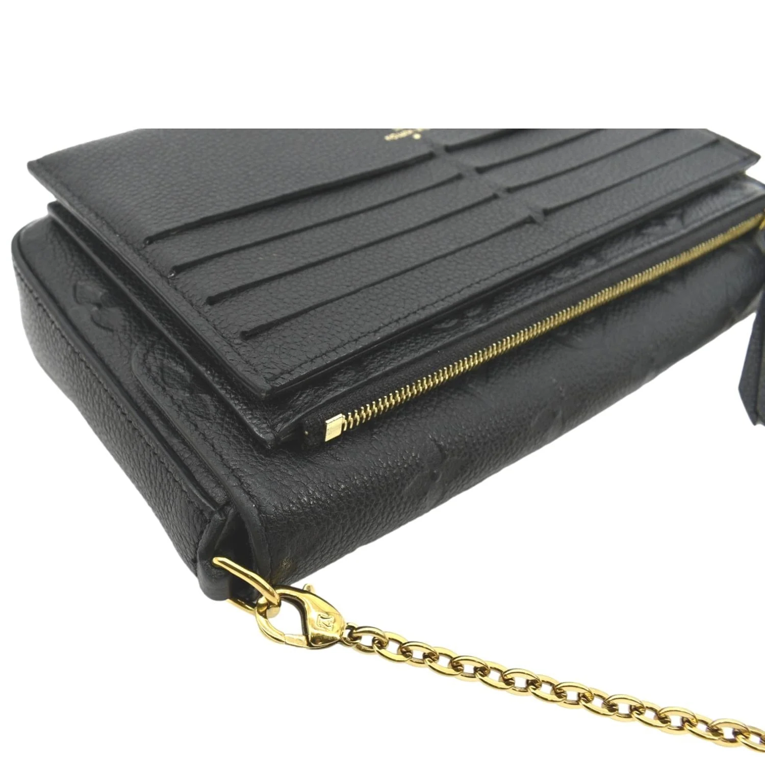 LOUIS VUITTON Felicie Monogram Empreinte Chain Pochette Crossbody Bag Black - Image 6