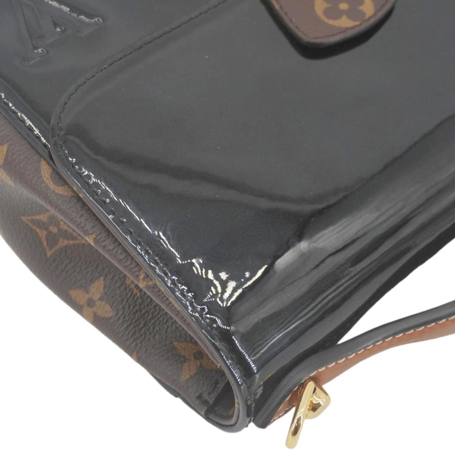 LOUIS VUITTON Cherrywood BB Monogram Vernis Crossbody Bag Black - Image 7