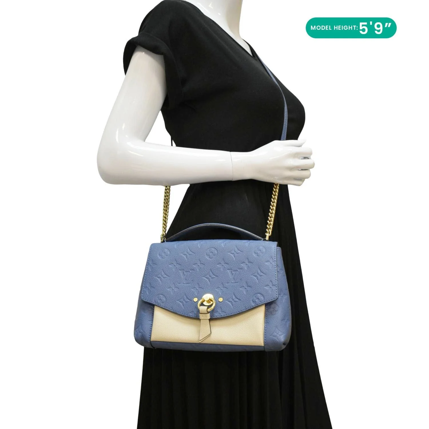 LOUIS VUITTON Blanche BB Monogram Empreinte Leather Shoulder Bag Blue - Image 2