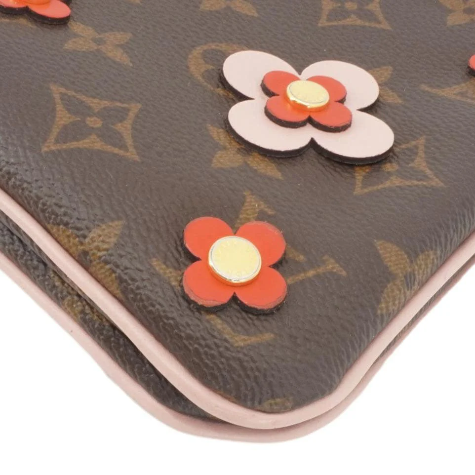 LOUIS VUITTON Blooming Flowers Pochette Monogram Canvas Chain Crossbody Bag Brown - Image 7