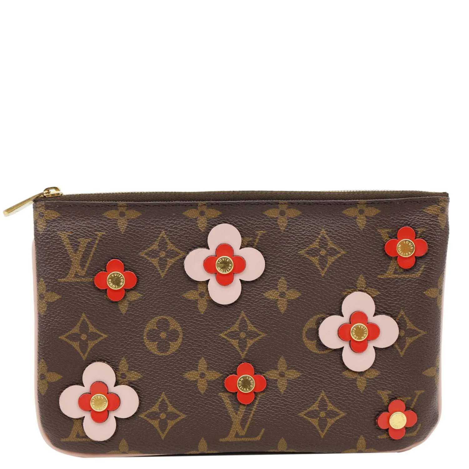 LOUIS VUITTON Blooming Flowers Pochette Monogram Canvas Chain Crossbody Bag Brown - Image 3