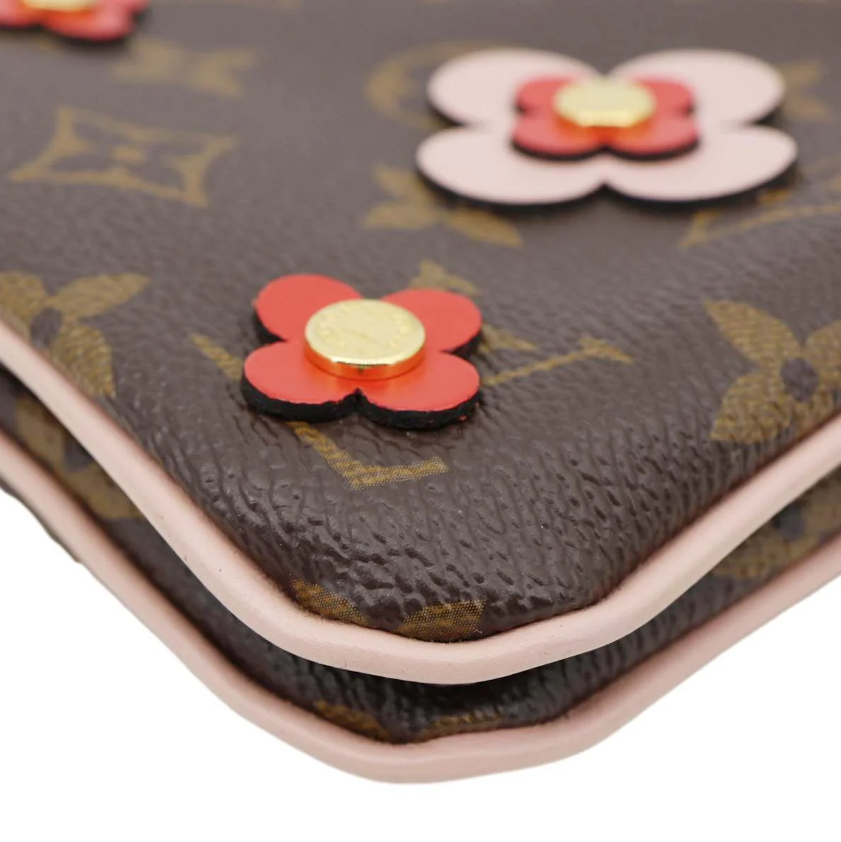 LOUIS VUITTON Blooming Flowers Pochette Monogram Canvas Chain Crossbody Bag Brown - Image 9
