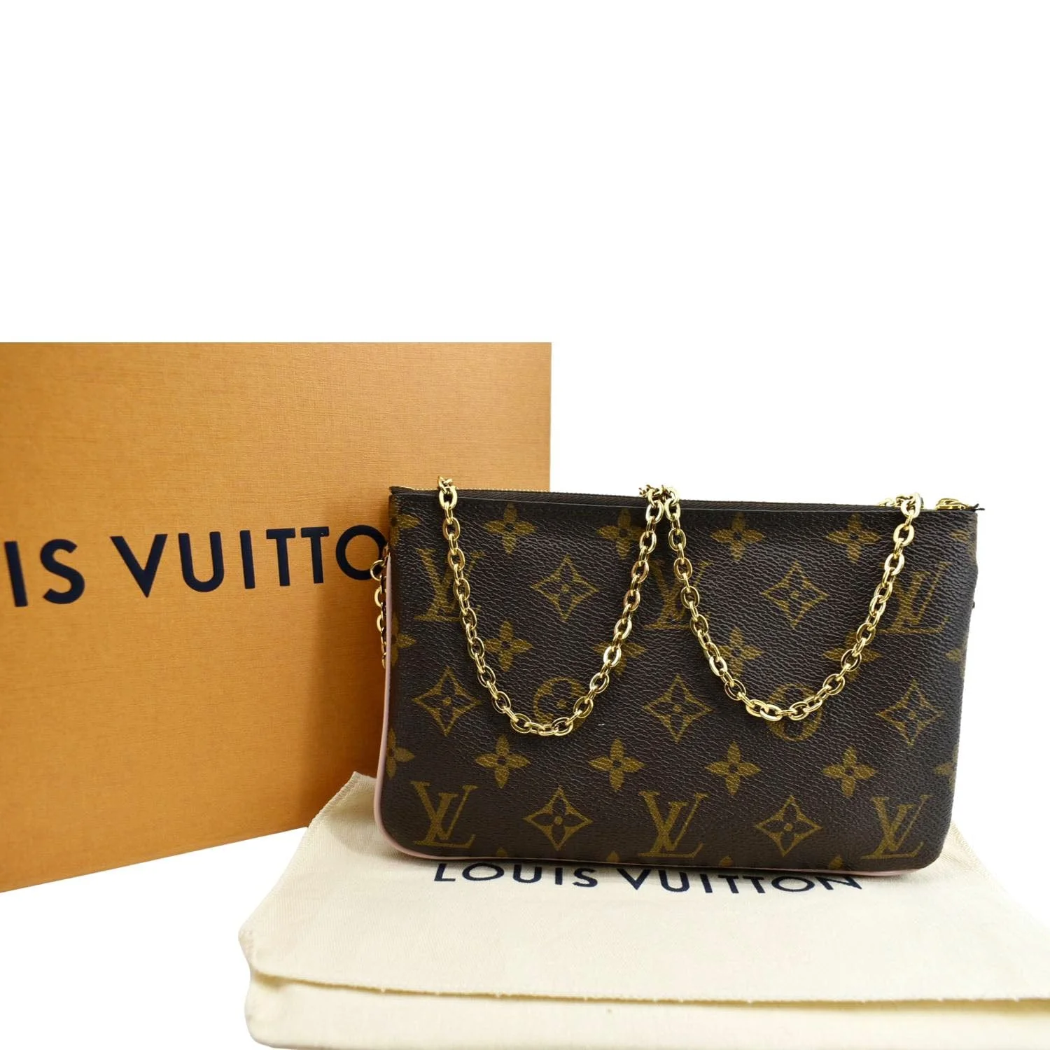 LOUIS VUITTON Blooming Flowers Pochette Monogram Canvas Chain Crossbody Bag Brown - Image 4