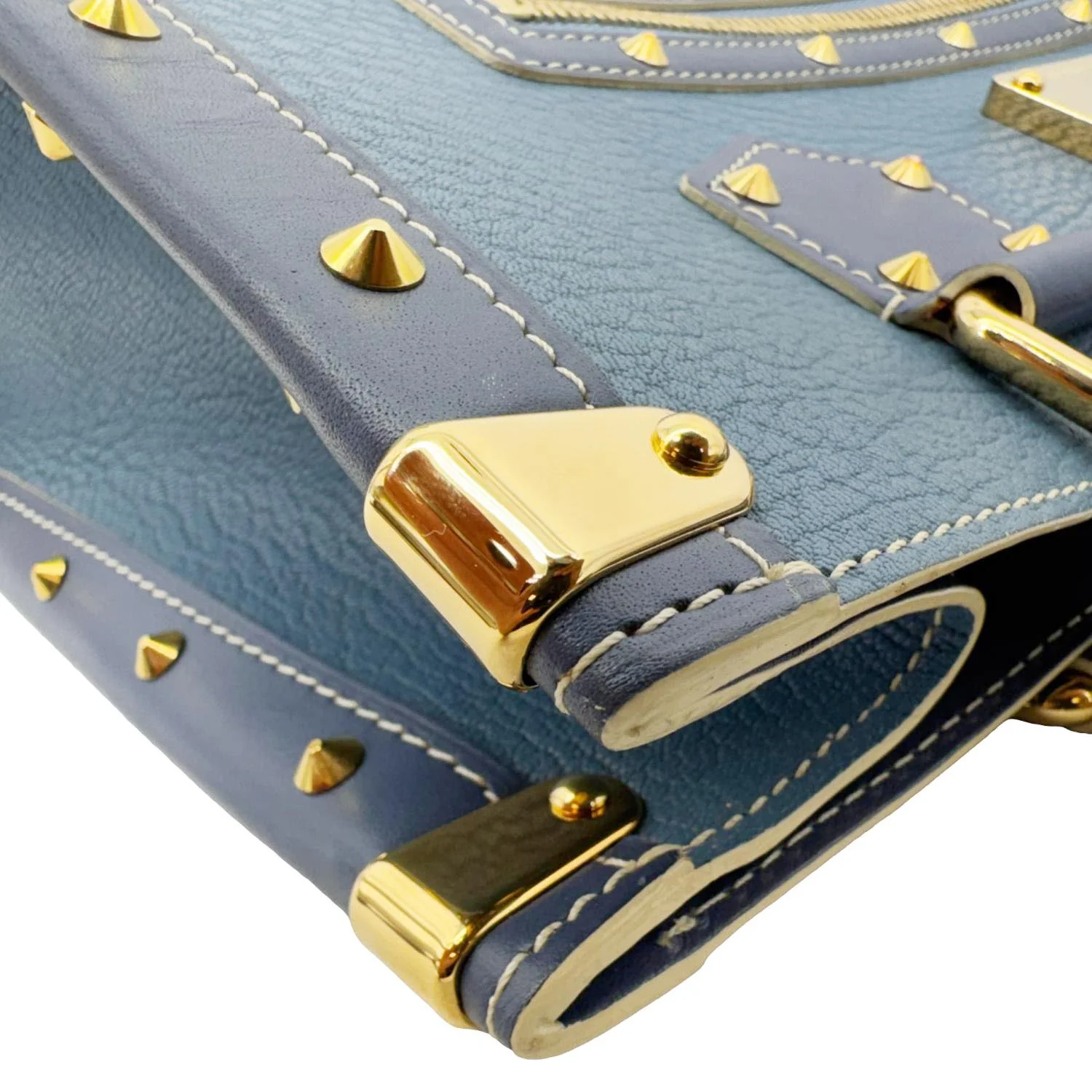 LOUIS VUITTON Suhali Le Fabuleux Leather Satchel Bag Blue - Image 6