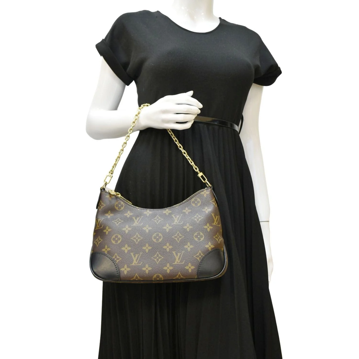 LOUIS VUITTON Boulogne NM Monogram Canvas Shoulder Bag Black - Image 2