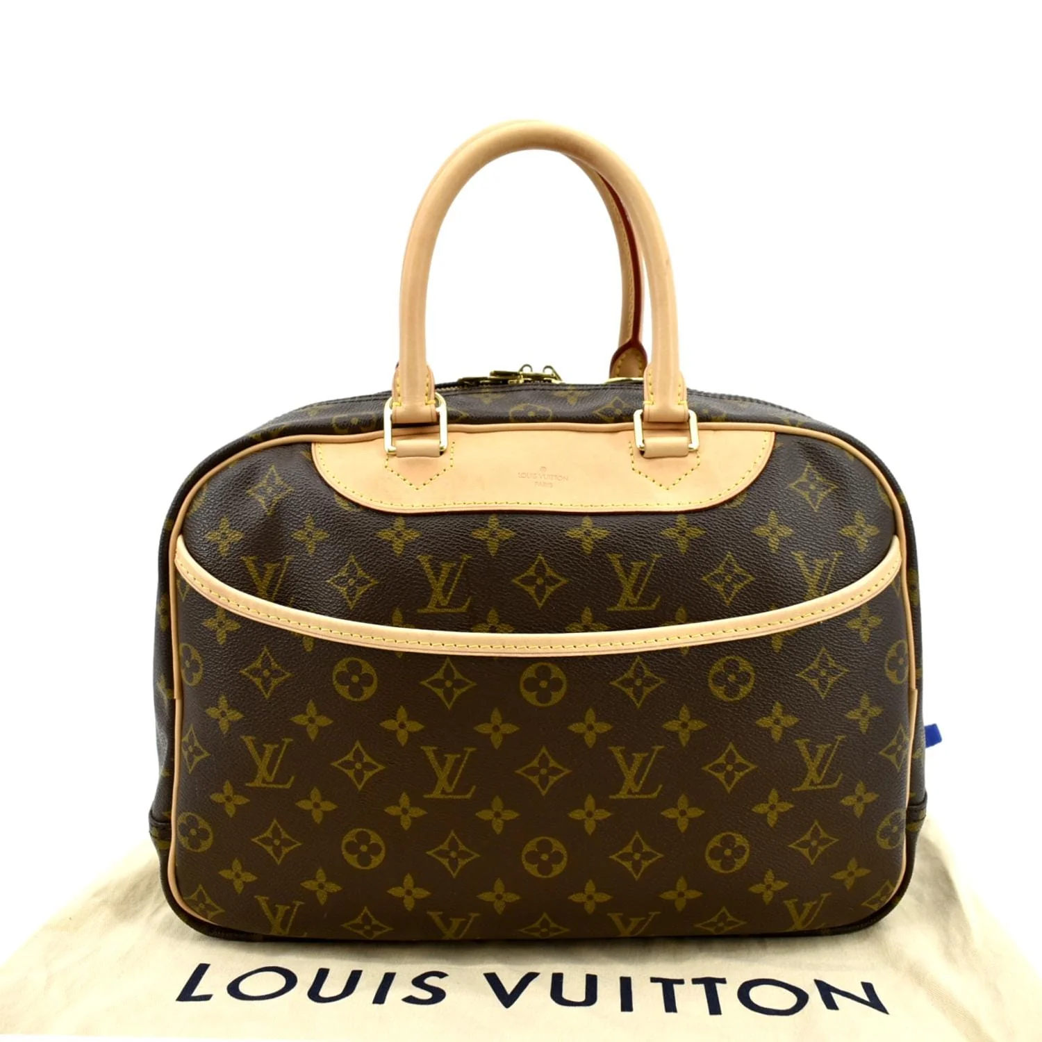 LOUIS VUITTON Deauville Bowling Monogram Canvas Satchel Bag Brown - Image 3