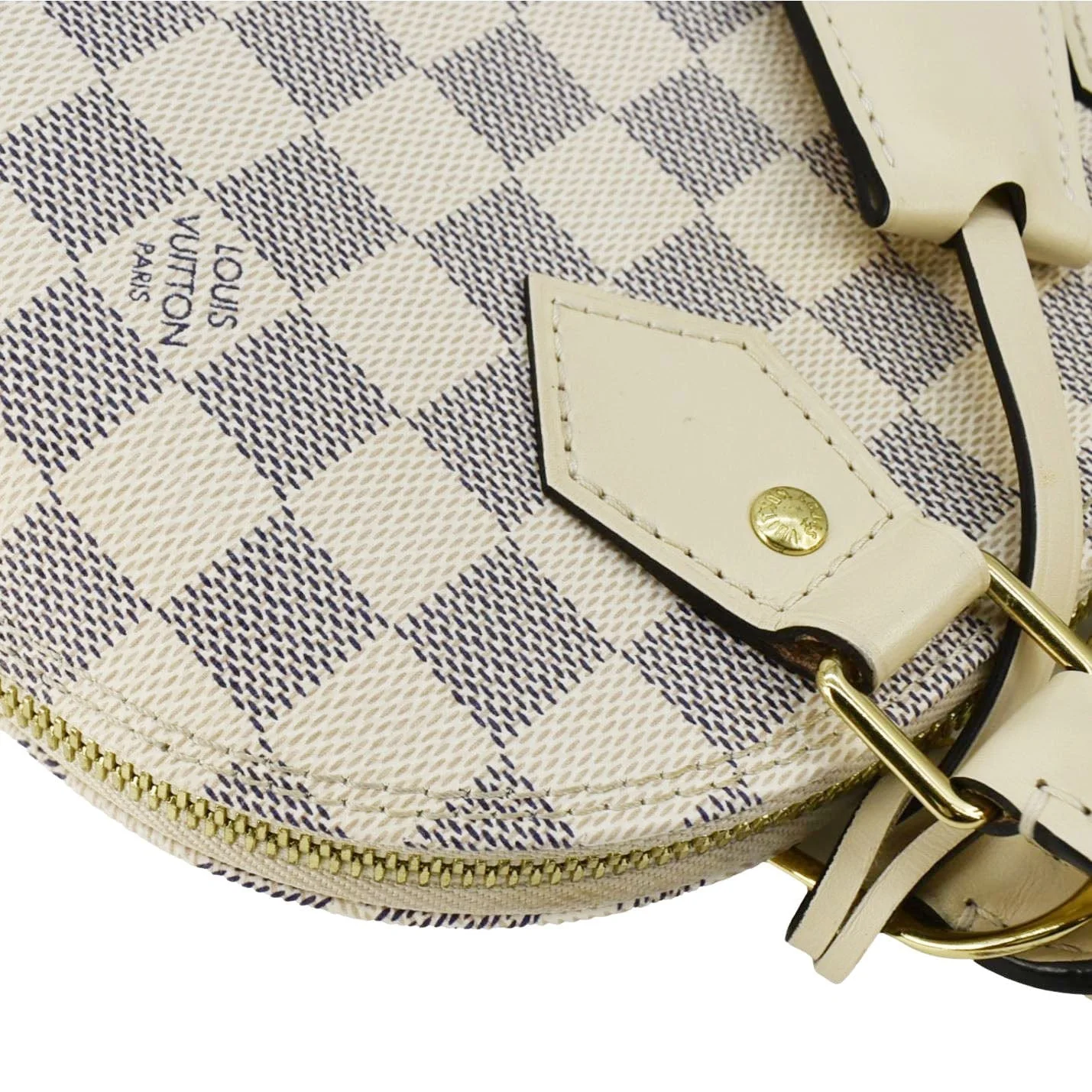 LOUIS VUITTON Alma BB Braided Damier Azur Satchel Bag White - Image 6