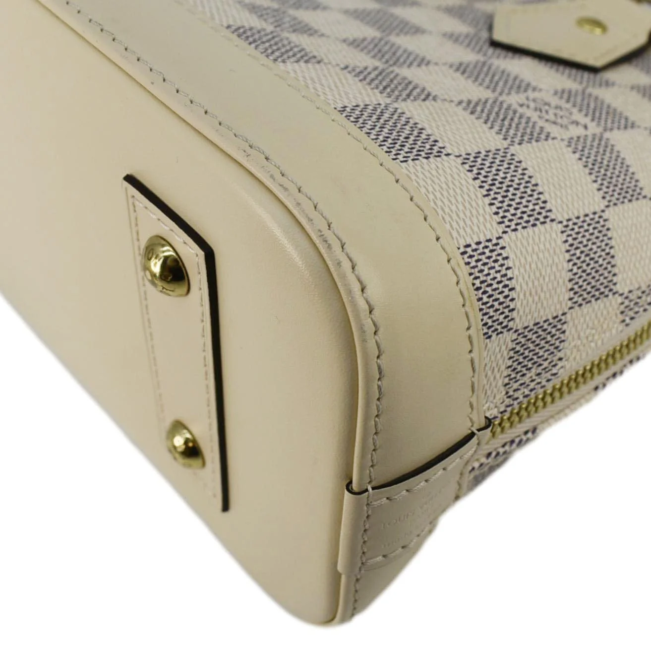 LOUIS VUITTON Alma BB Braided Damier Azur Satchel Bag White - Image 8
