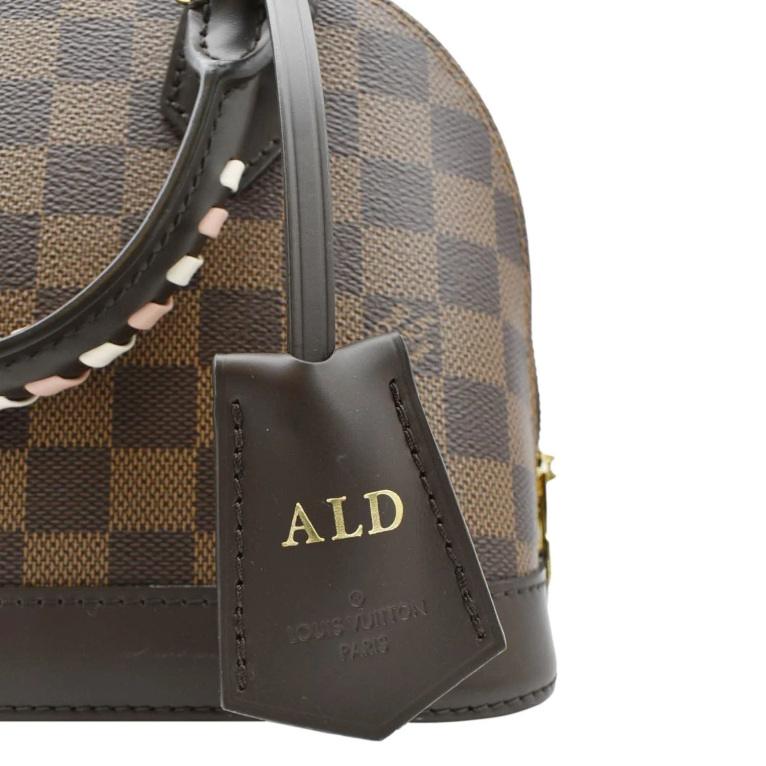 LOUIS VUITTON Braided Alma BB Damier Ebene Satchel Bag Brown - Image 11