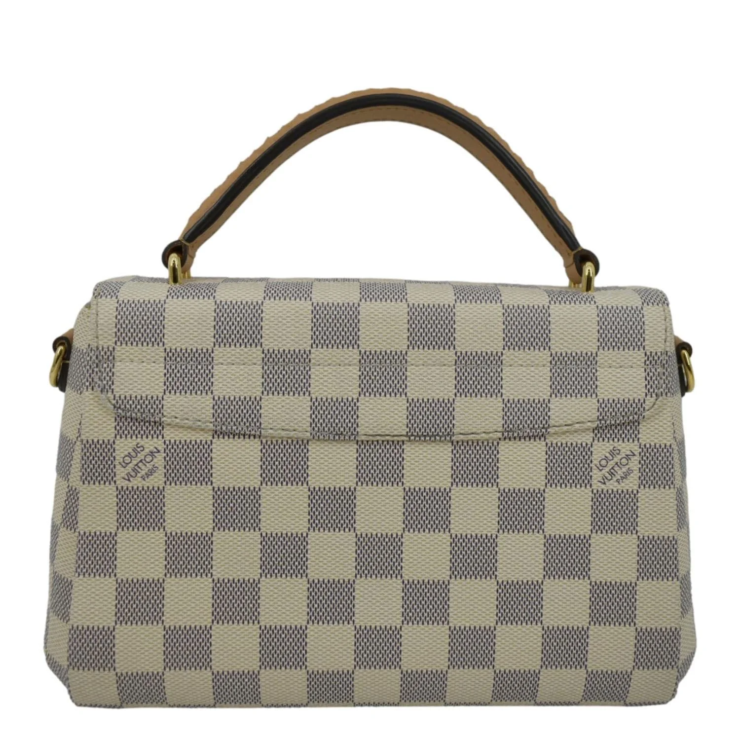 LOUIS VUITTON Croisette Damier Azur Satchel Crossbody Bag White - Image 4