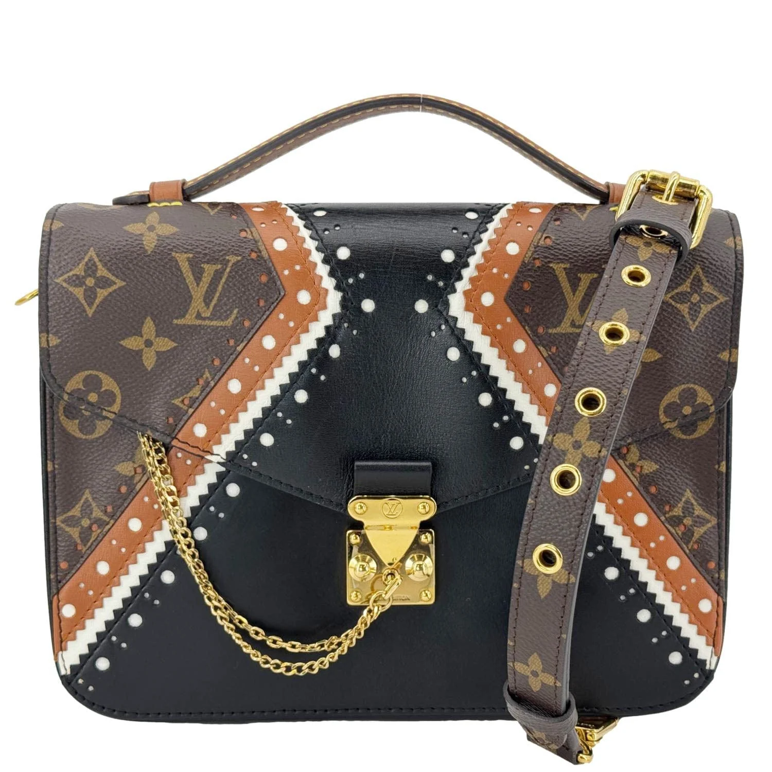 LOUIS VUITTON Metis Pochette Brogue Reverse Monogram Shoulder Bag Black
