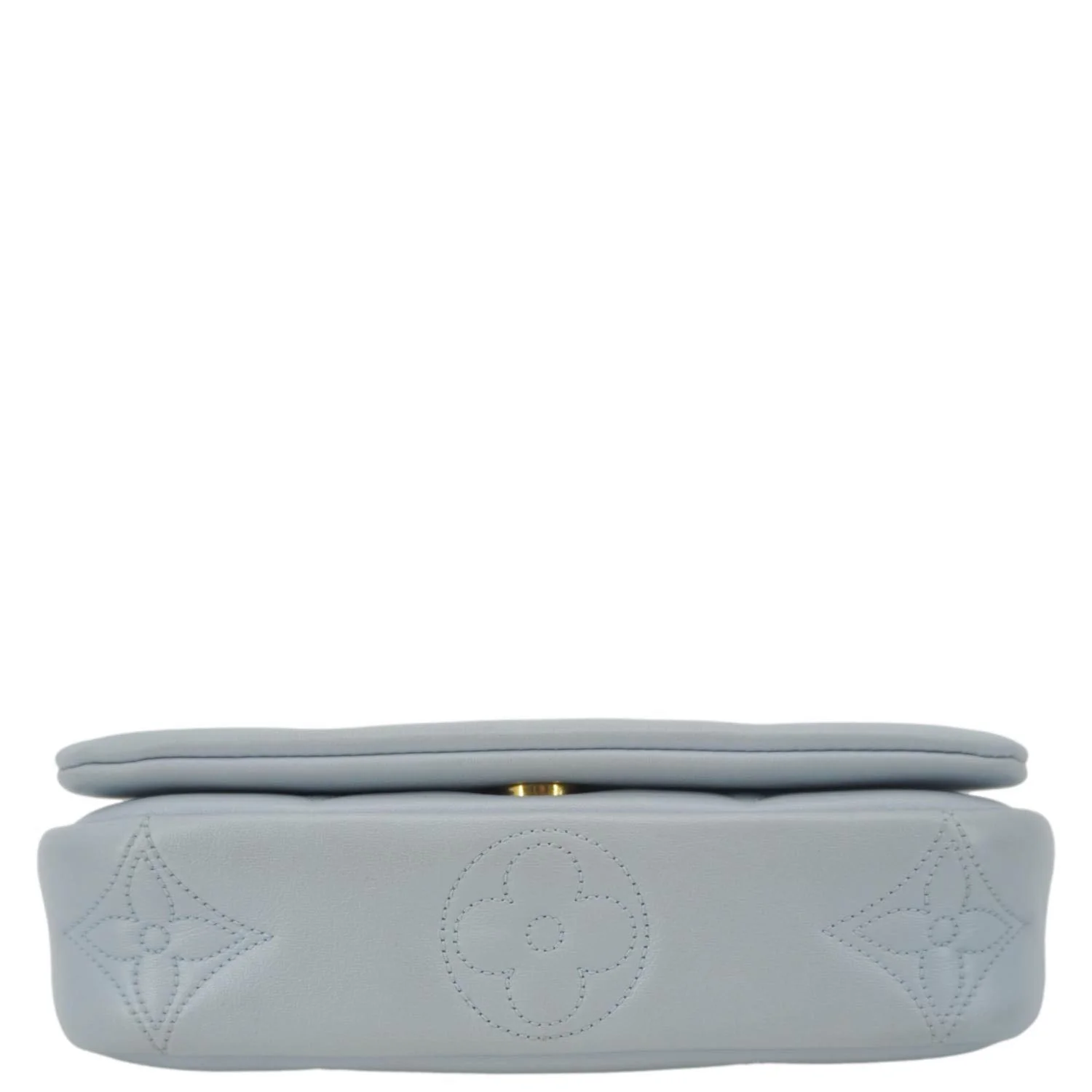 LOUIS VUITTON Calfskin Bubblegram Leather Wallet on Strap Bag Light Blue - Image 11
