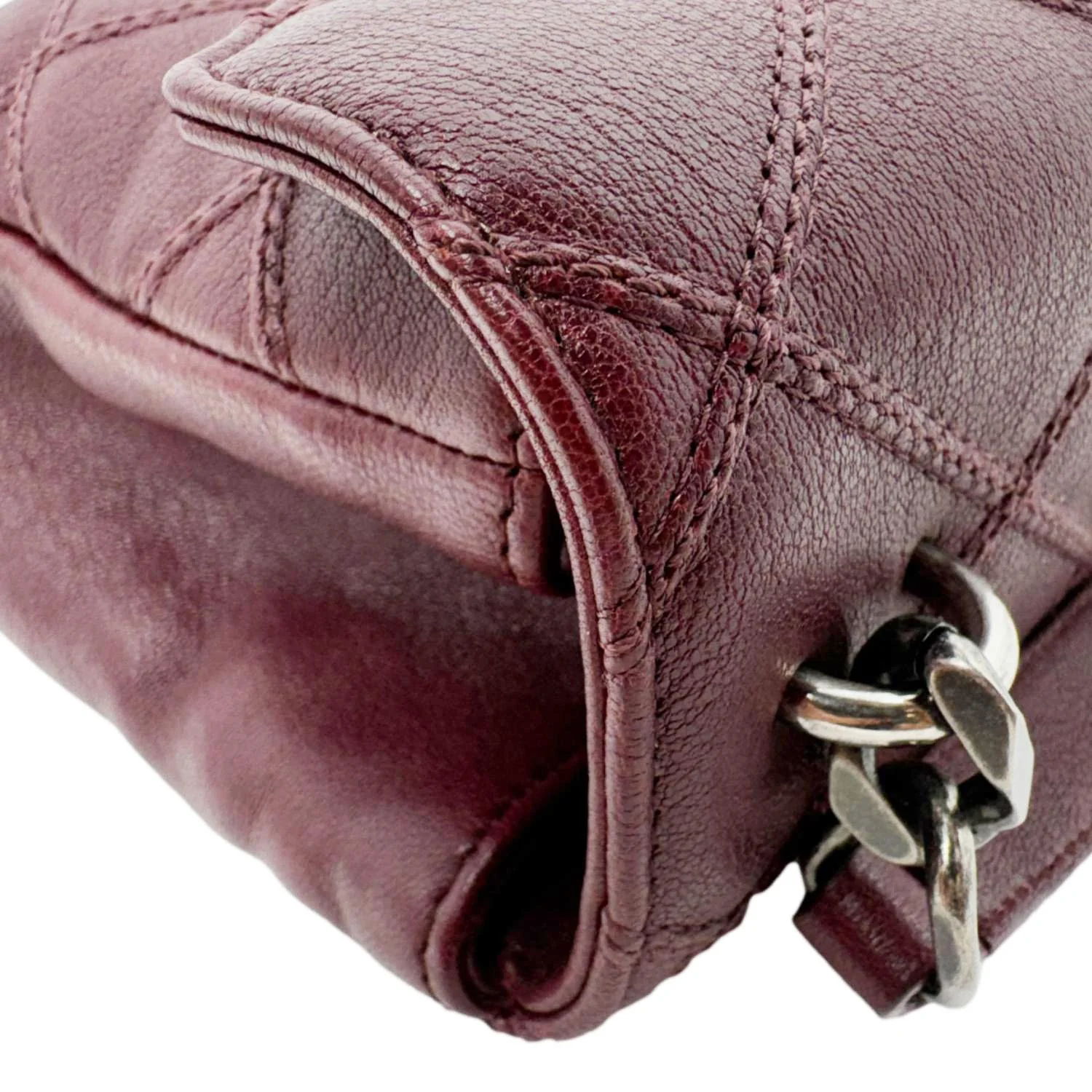 YVES SAINT LAURENT College Medium Diamond Quilted Leather Crossbody Bag Bordeaux - Image 10