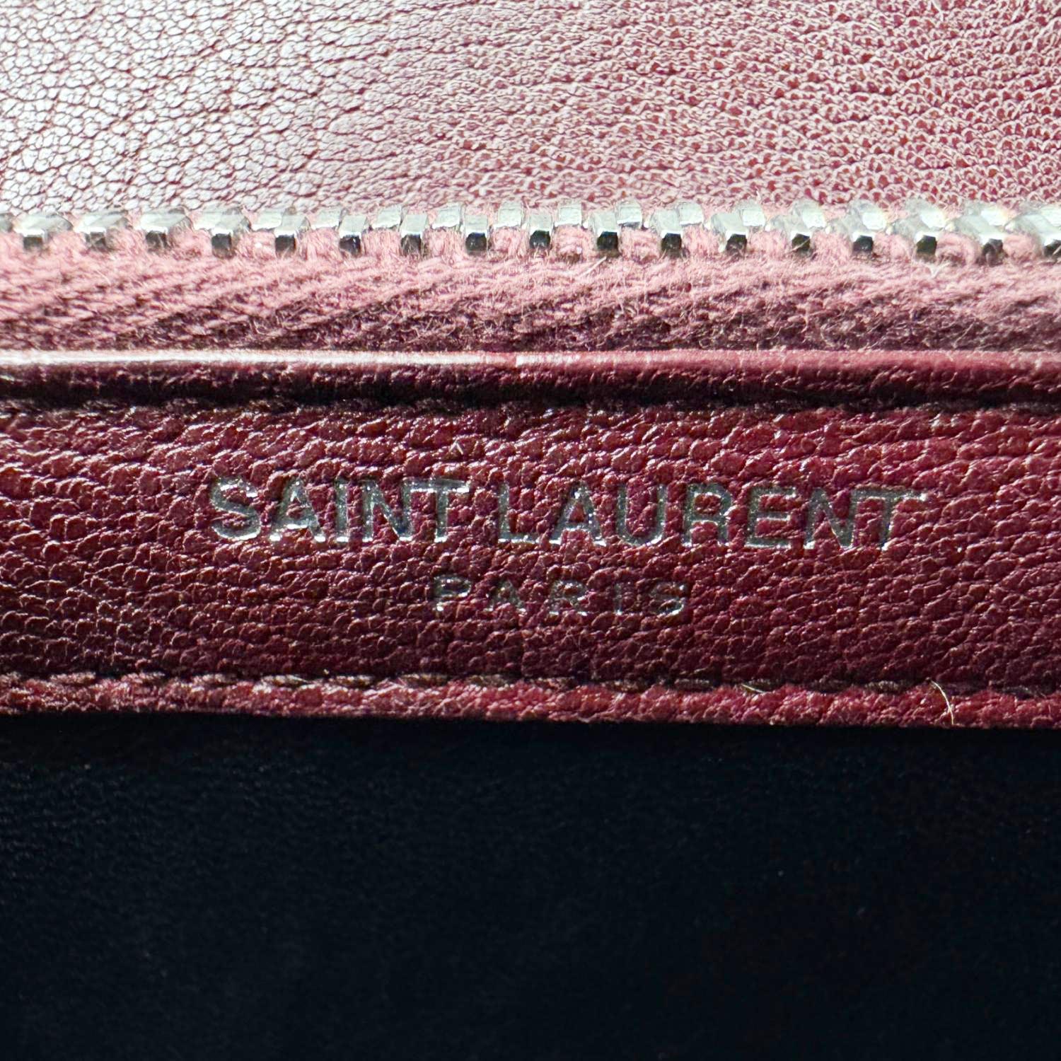YVES SAINT LAURENT College Medium Diamond Quilted Leather Crossbody Bag Bordeaux - Image 14