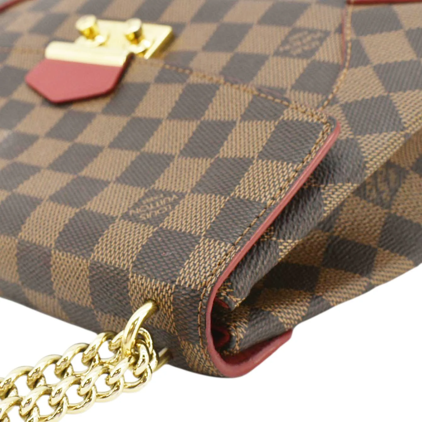 LOUIS VUITTON Caissa Chain Damier Ebene Clutch Shoulder Bag Brown - Image 6
