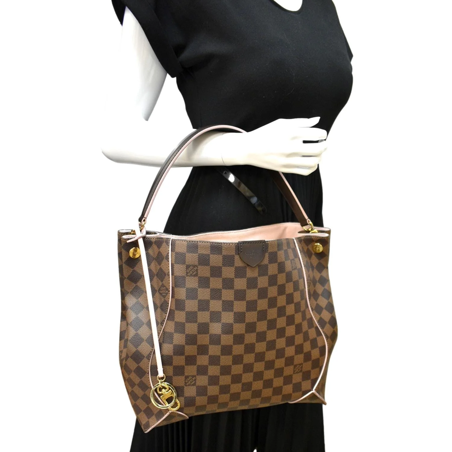 LOUIS VUITTON Caissa Damier Ebene Hobo Bag Rose Ballerine - Image 2