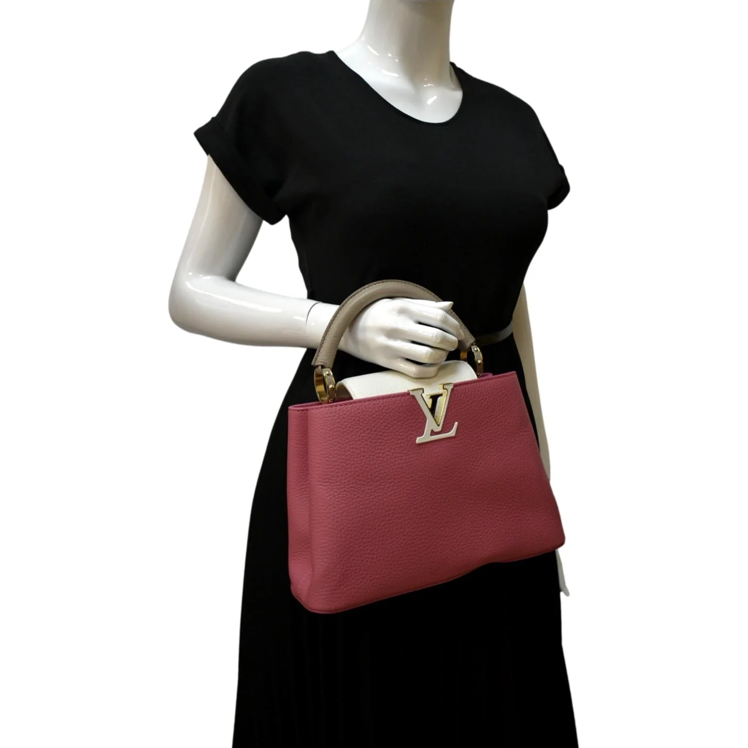 LOUIS VUITTON Capucines BB Leather Satchel Bag Scarlet Red - Image 2
