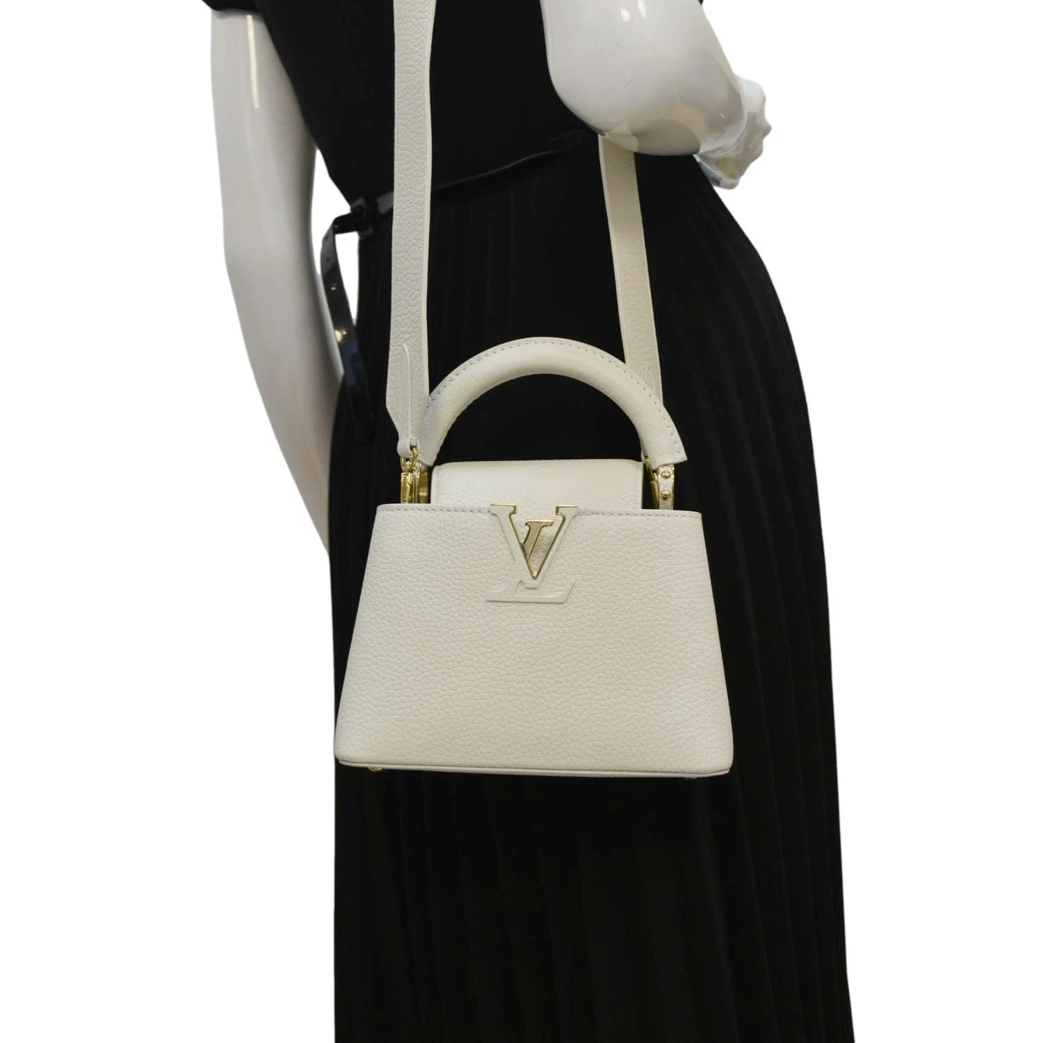 LOUIS VUITTON Capucine Mini Taurillon Leather Crossbody Bag Snow - Image 2