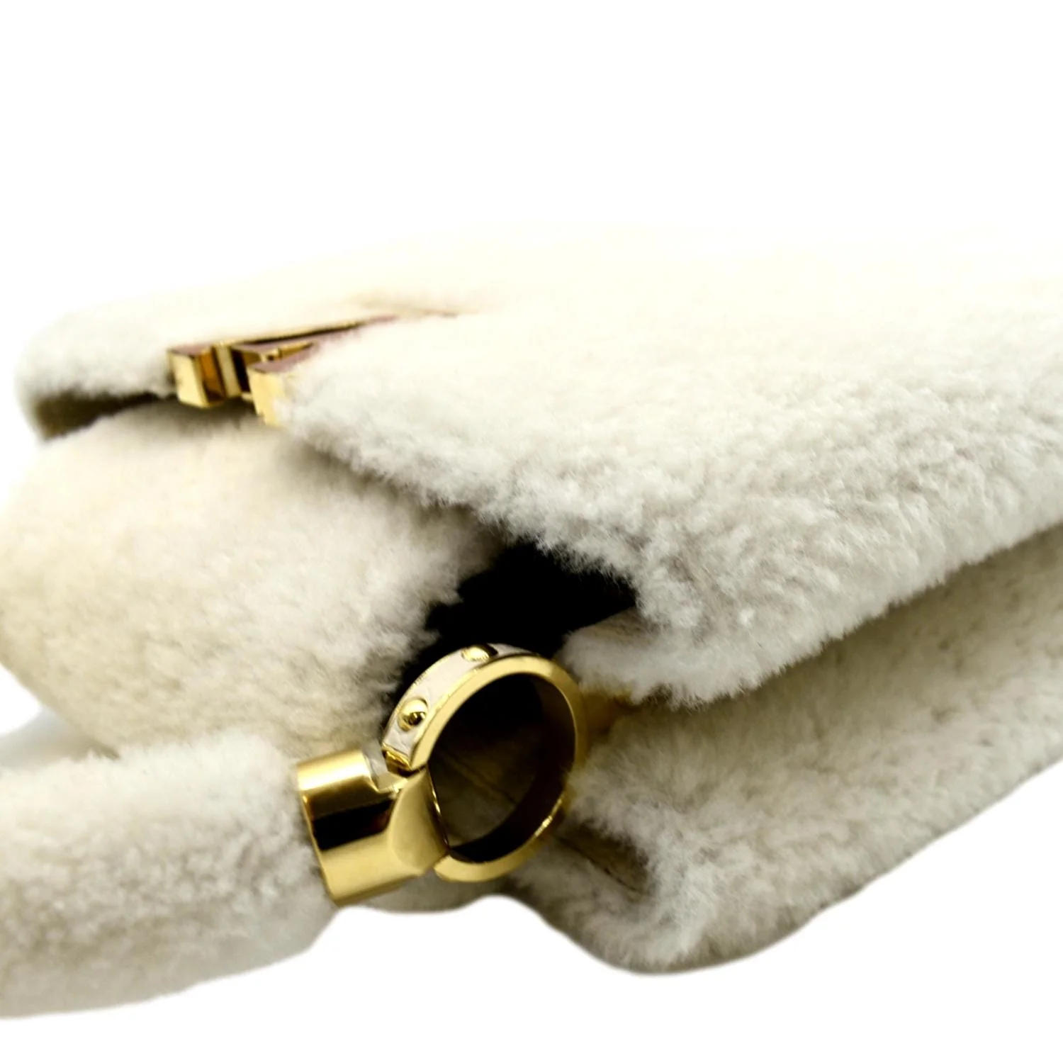 LOUIS VUITTON Capucine PM Teddy Fleece Top Handle Shoulder Bag White - Image 7