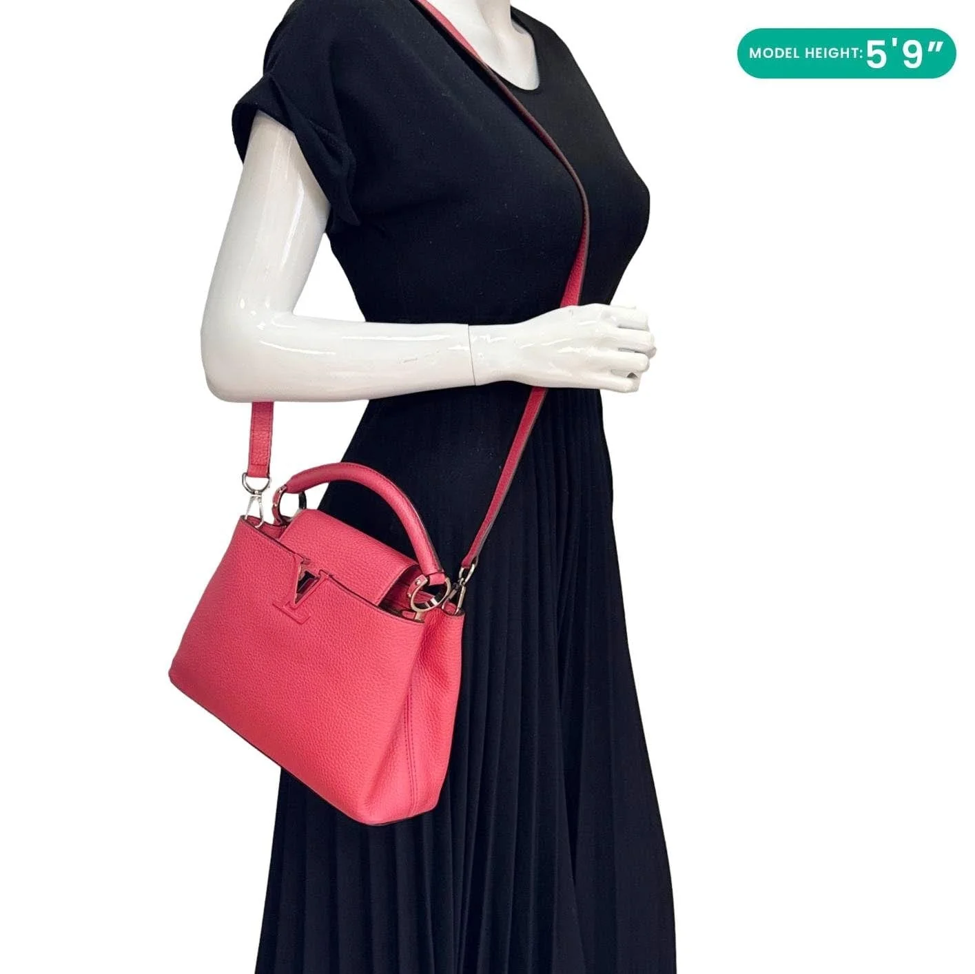 LOUIS VUITTON Capucines BB Taurillon Leather Satchel Bag Fuchsia - Image 2