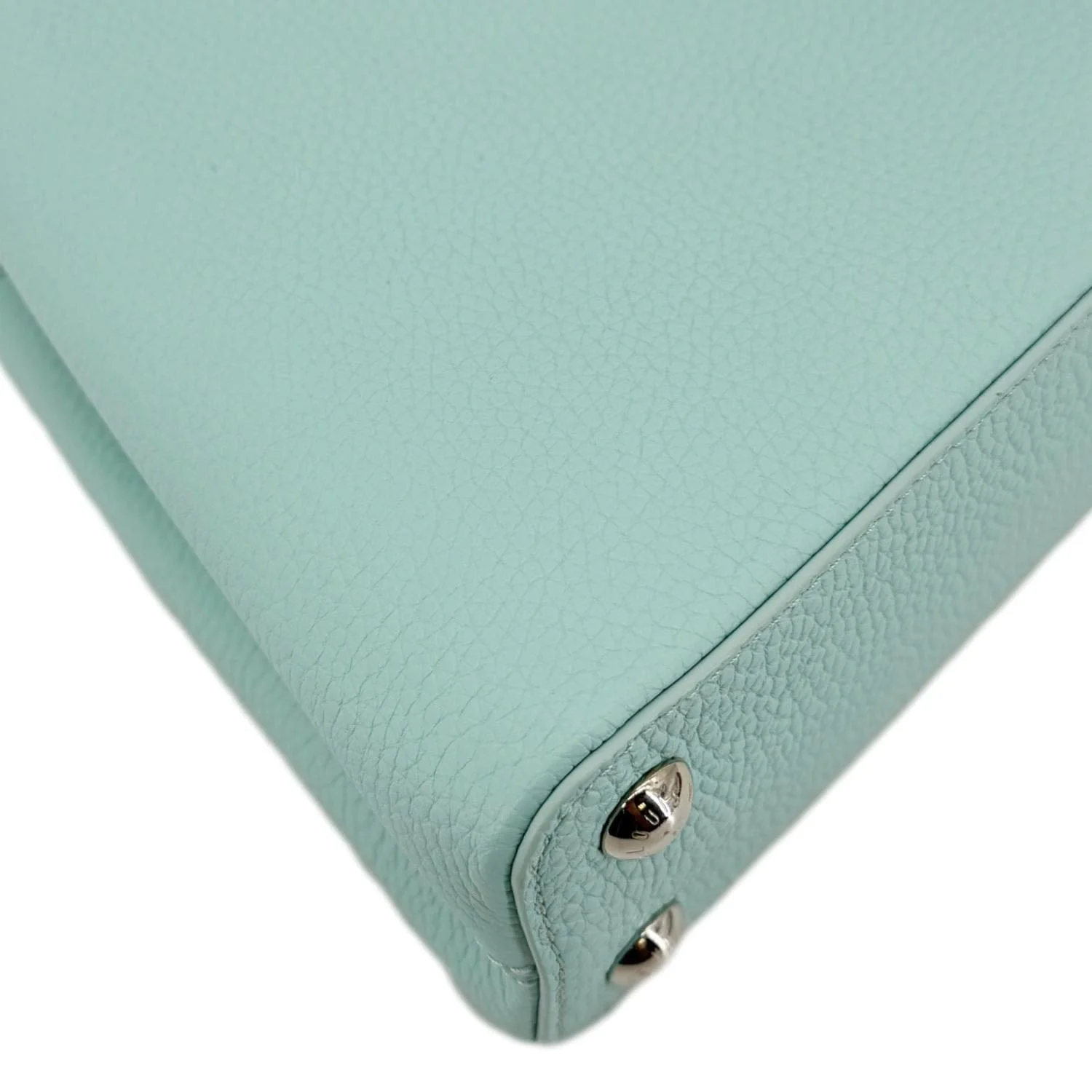 LOUIS VUITTON Capucines BB Taurillon Leather Satchel Bag Turquoise - Image 10