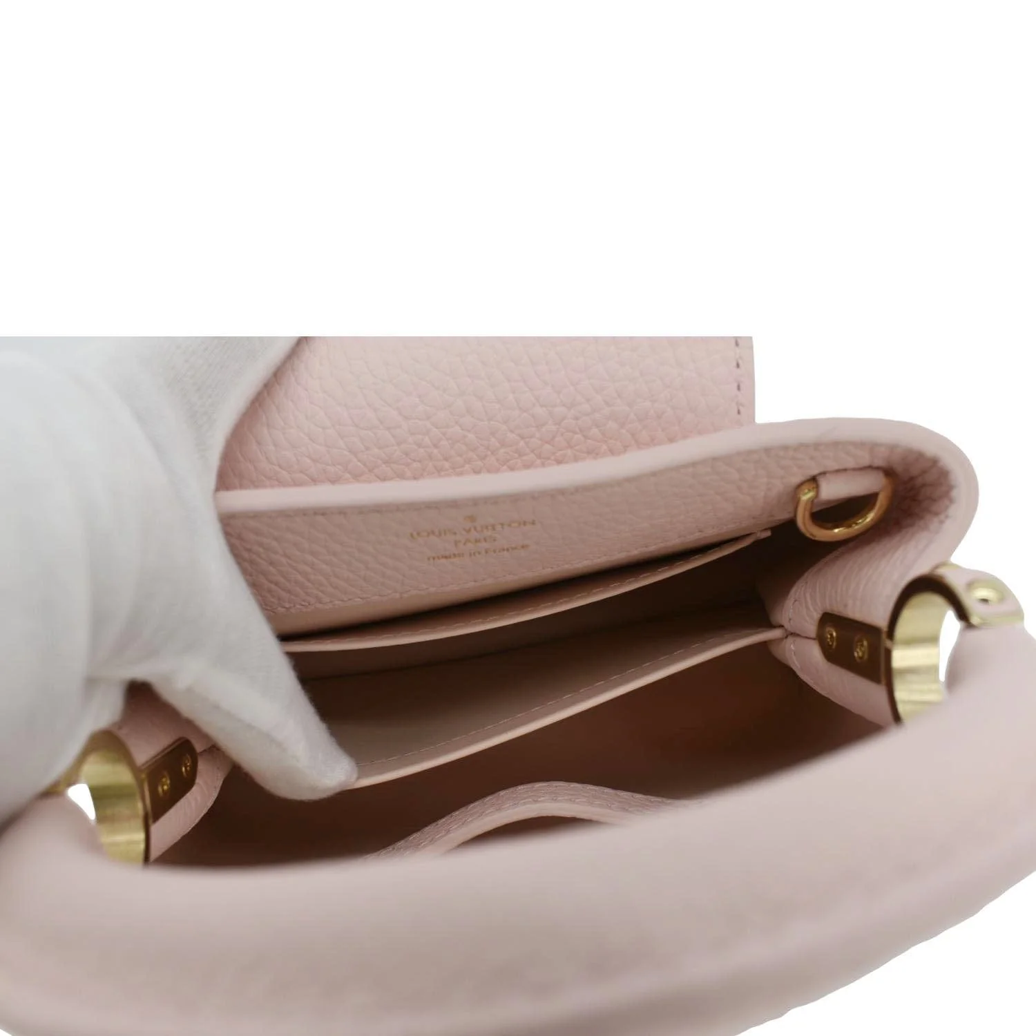 LOUIS VUITTON Capucines Mini Leather Satchel Bag Galet - Image 12